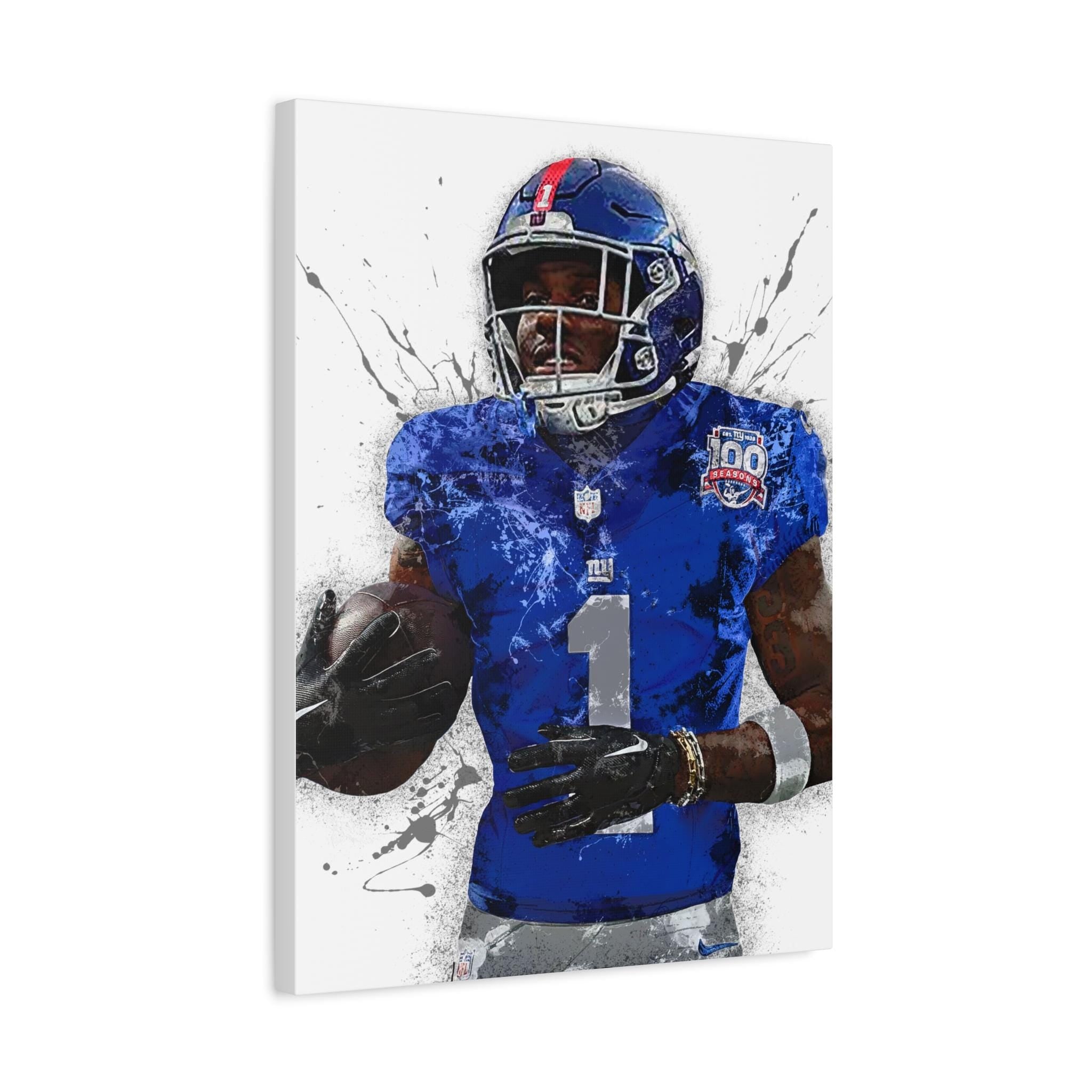 Malik Nabers Poster, New York Giants, Gallery Canvas Wrap or Museum-Quality Poster, Fine Art, Wall Decor for Man Cave, Kids room