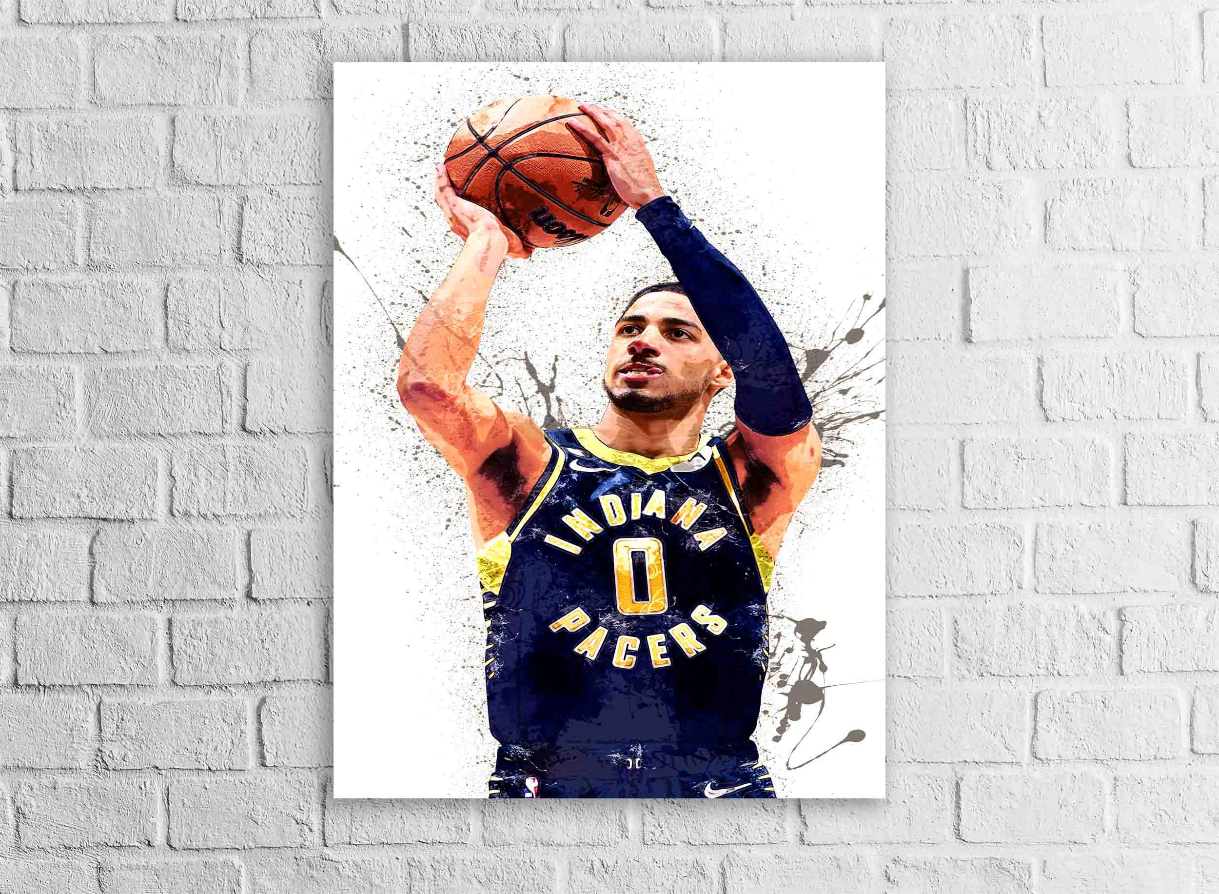 Tyrese Haliburton Poster, Indiana Pacers, Gallery Canvas Wrap or Museum-Quality Poster, Fine Art, Man Cave, Kids room, Dorm Room