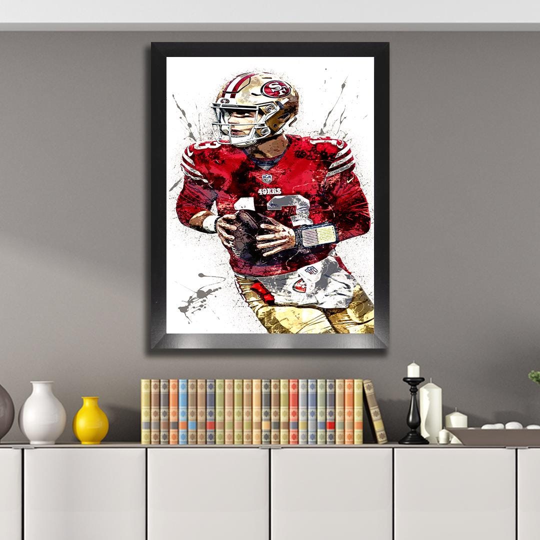 Brock Purdy, San Francisco 49ers, Gallery Canvas Wrap or Museum-Quality Poster, Fine Art, Wall Decor for Man Cave, Kids room, Dorm