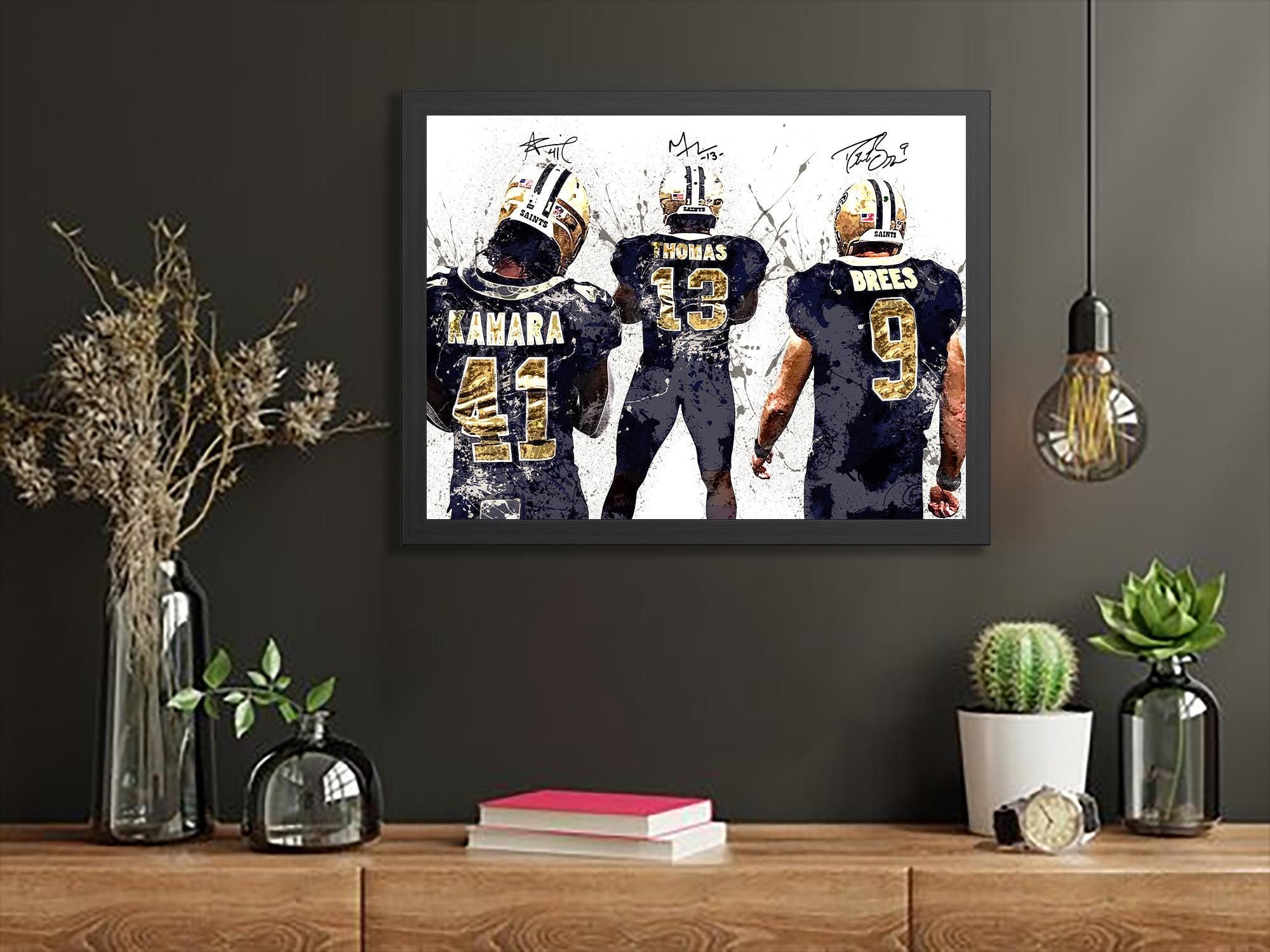 Drew Brees, Alvin Kamara, Michael Thomas, New Orleans Saints, Gallery Canvas Wrap or Premium Poster, Fine Art, Man Cave, Kids room