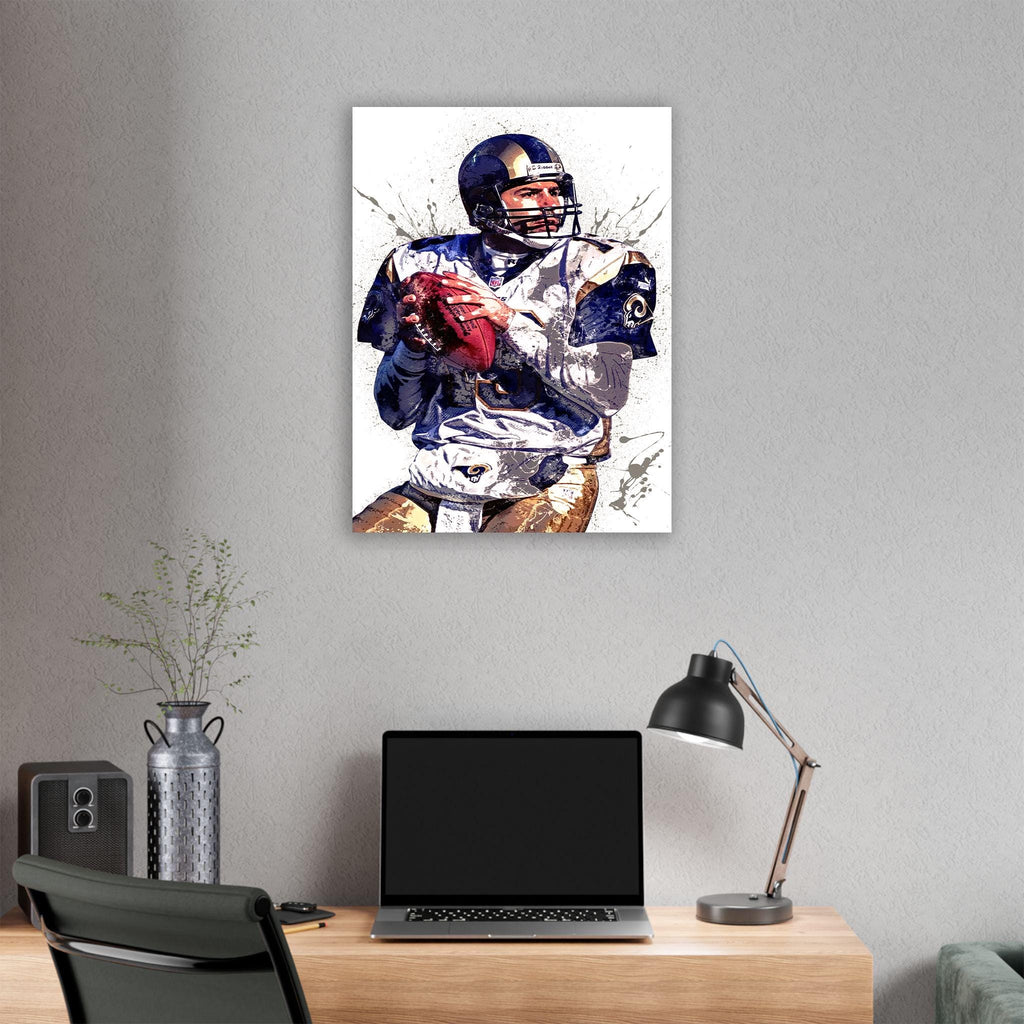 Kurt Warner Poster, Los Angeles Rams, Canvas Wrap or Museum-Quality Poster, Fine Art, Man Cave, Kids room, Office