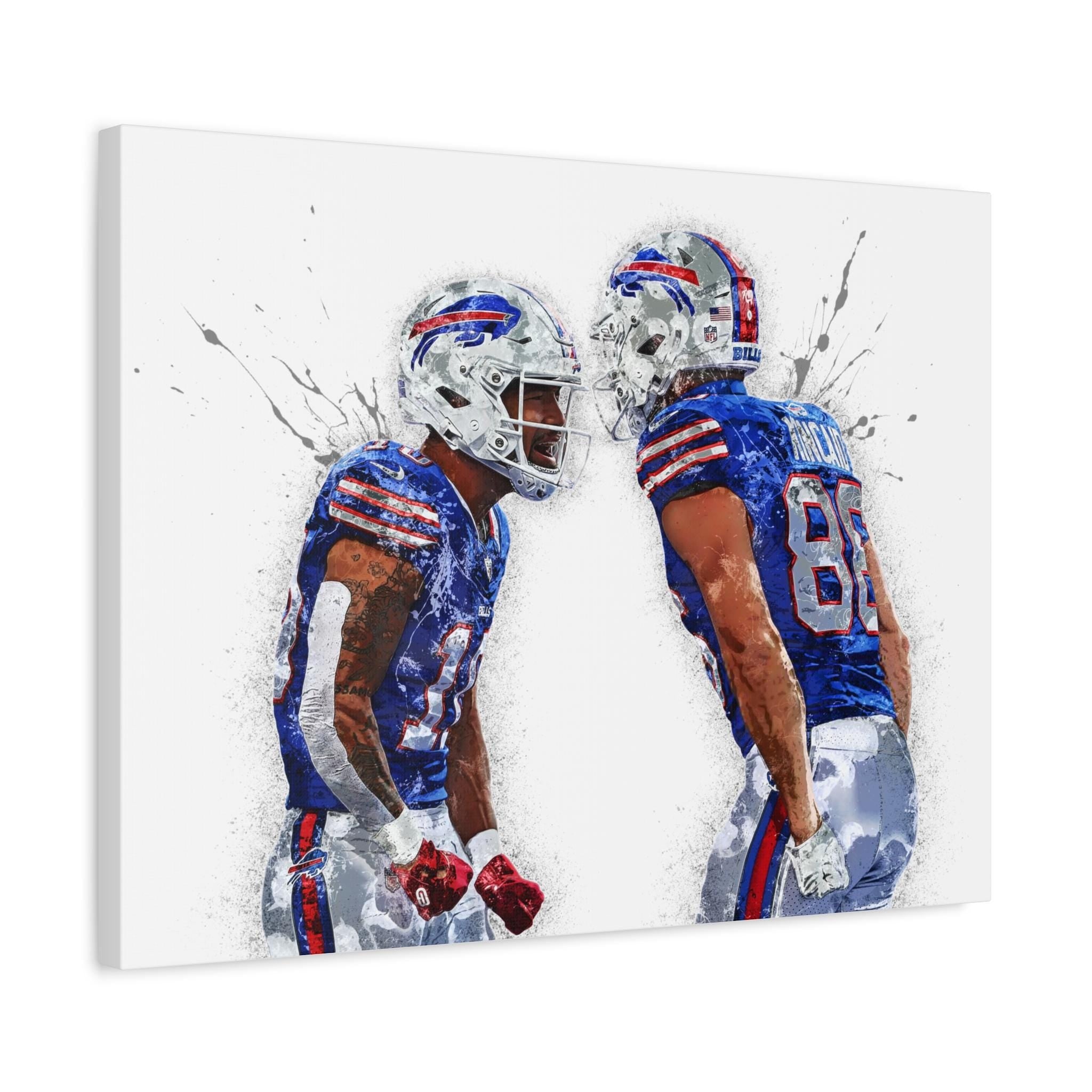 Dalton Kincaid, Khalil Shakir Poster, Buffalo Bills, Gallery Canvas Wrap or Museum-Quality Poster, Fine Art, Wall Decor, Man Cave, Kids room