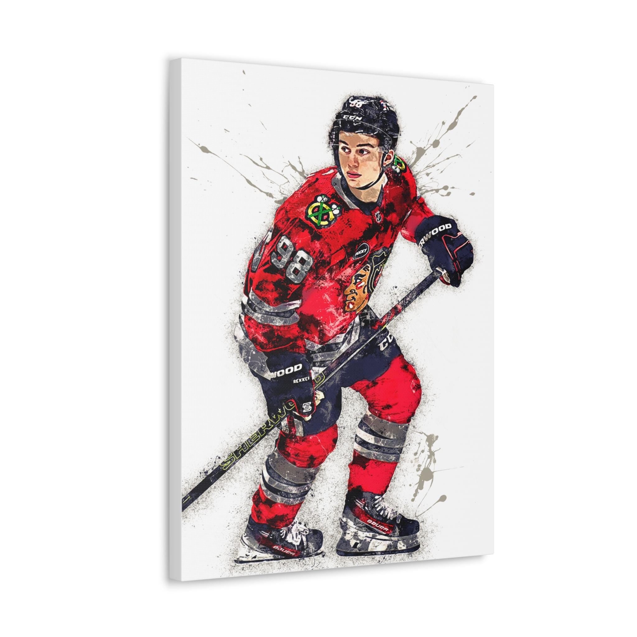 Connor Bedard Poster, Chicago Blackhawks, Gallery Canvas Wrap or Museum-Quality Poster Print, Wall Decor for Man Cave, Office or Kids Room