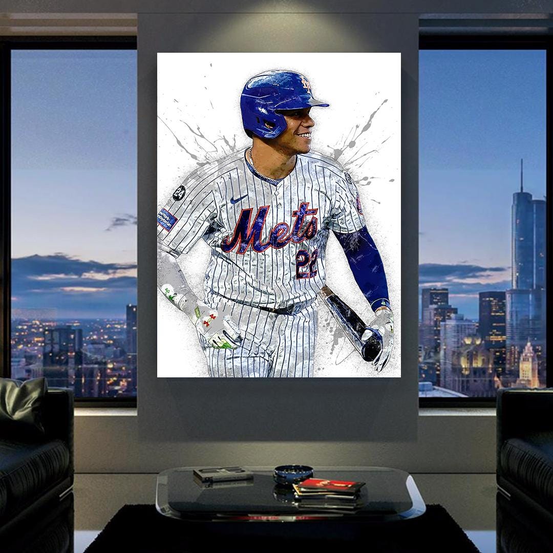 Juan Soto, NY Mets, Gallery Canvas Wrap or Museum-Quality Poster Print, Fine Art, Wall Decor for Man Cave, Office or Dorm Room