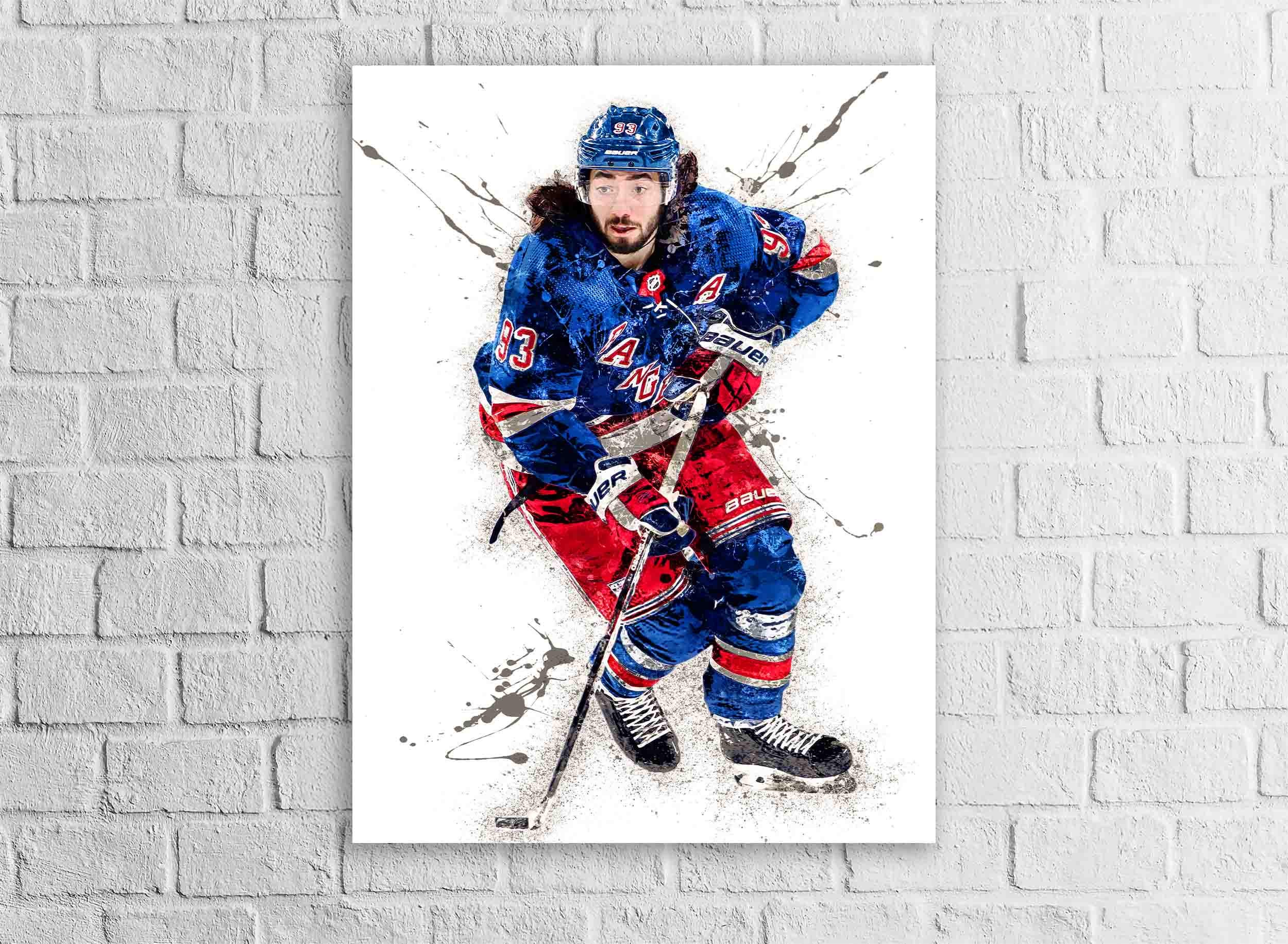 Mika Zibanejad Poster, New York Rangers, Gallery Canvas Wrap or Museum-Quality Poster, Man Cave, Kids room, Office