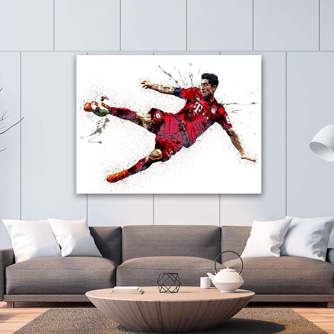 Robert Lewandowski, "Iconic Kick", Gallery Canvas Wrap or Museum-Quality Poster, Wall Decor, Man Cave, Kids room, Office