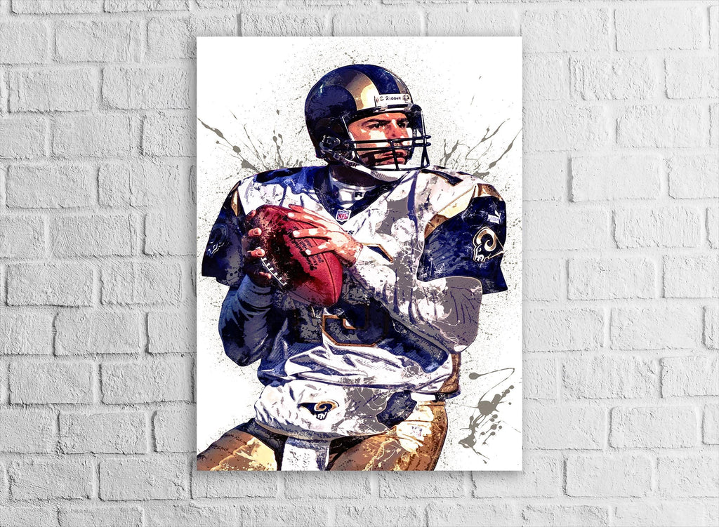 Kurt Warner Poster, Los Angeles Rams, Canvas Wrap or Museum-Quality Poster, Fine Art, Man Cave, Kids room, Office