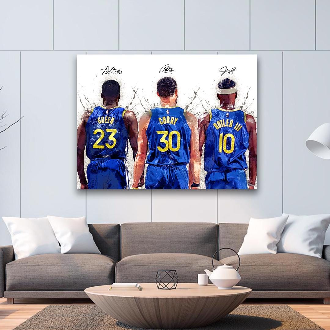 Steph Curry, Draymond Green, Jimmy Butler Poster, Golden State Warriors, Gallery Canvas Wrap, Man Cave, Kids room, Dorm Room, Office