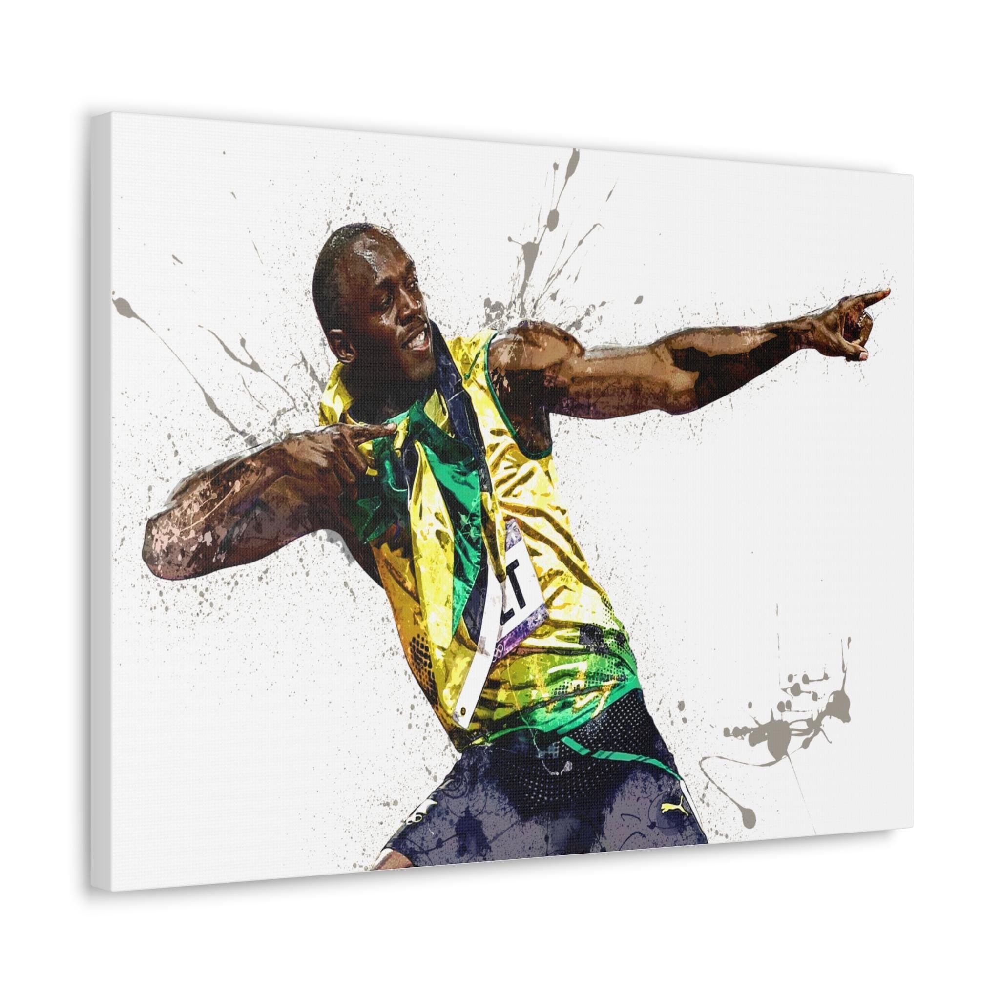 Usain Bolt, Gallery Canvas Wrap or Museum-Quality Poster, Wall Decor, Man Cave, Kids room, Office