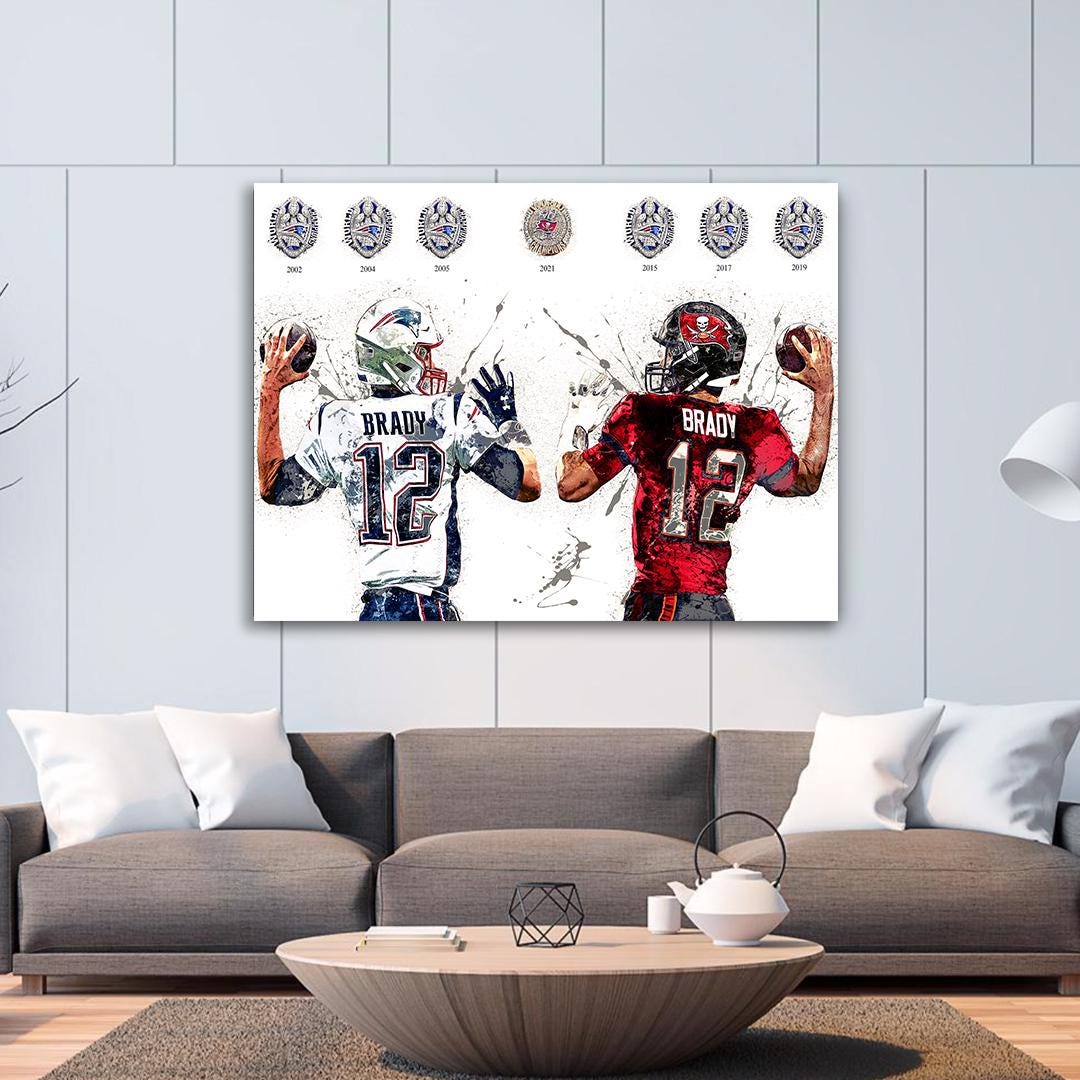 Tom Brady Poster, Tribute, New England Patriots, Tampa Bay Buccaneers Gallery Canvas Wrap, Premium Poster, Man Cave, Kids room, Dorm Room