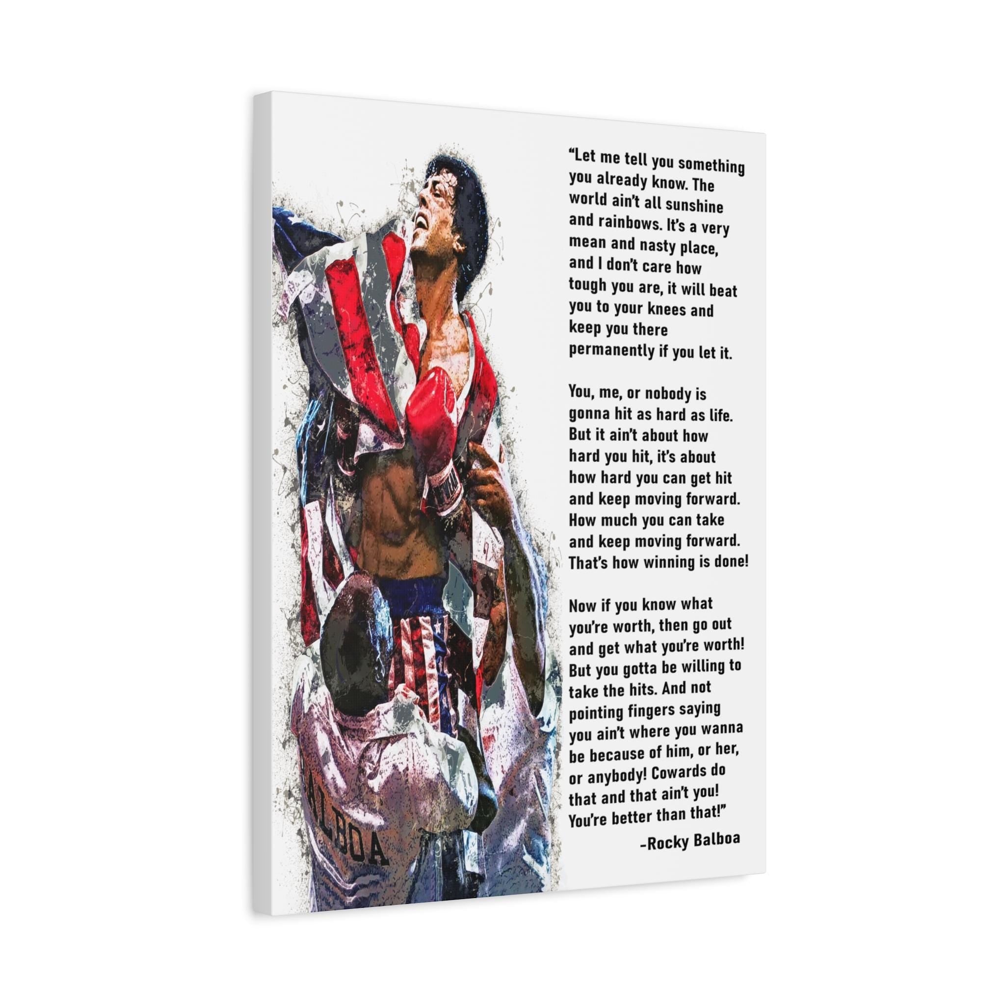 Rocky Balboa Poster, Movie Quote, Gallery Canvas Wrap or Premium Poster, Gym Room, Fine Art Quality, Man Cave, Office, Kids room, Gym Room