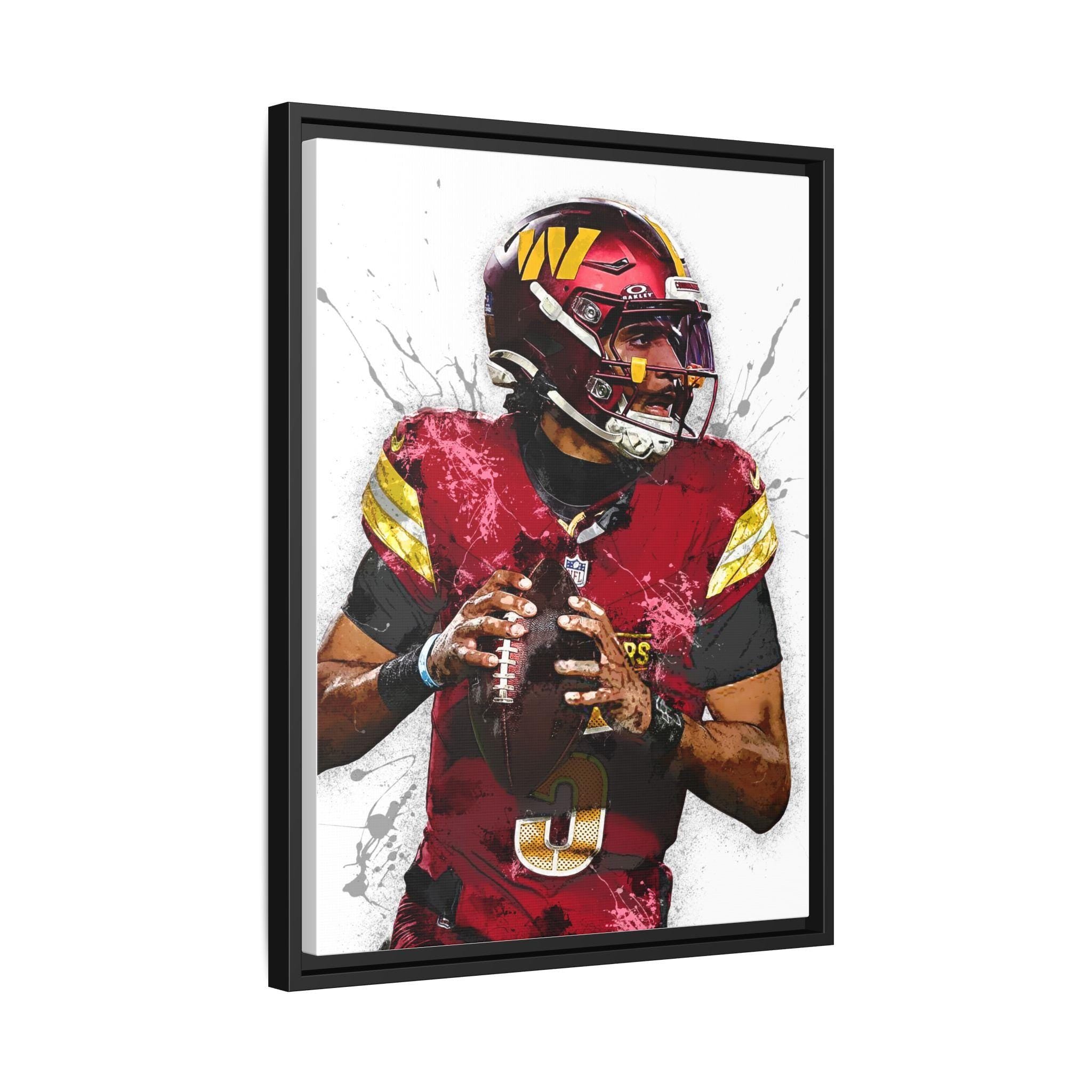 Jayden Daniels Poster, Washington Commanders, Gallery Canvas Wrap or Premium Poster, Fine Art, Man Cave, Kids room, Office