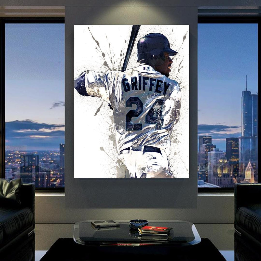 Ken Griffey Jr Poster, Seattle Mariners, Gallery Canvas Wrap or Premium Poster Print, Man Cave, Kids room, Office, Dorm Room