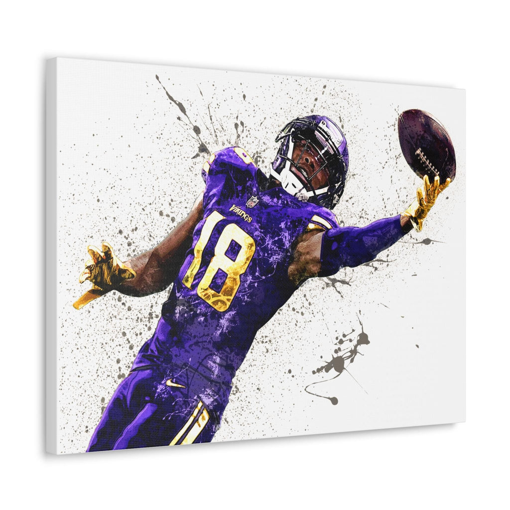 Justin Jefferson, "The Catch", Minnesota Vikings, Canvas Wrap or Museum-Quality Poster, Fine Art, Wall Decor, Man Cave, Kids room
