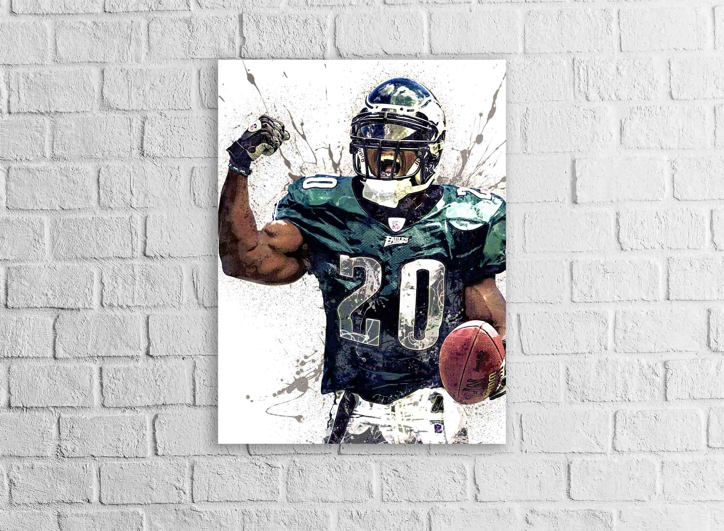 Brian Dawkins Poster, Philadelphia Eagles, Gallery Canvas Wrap or Museum-Quality Poster, Fine Art, Wall Decor for Man Cave, Kids room