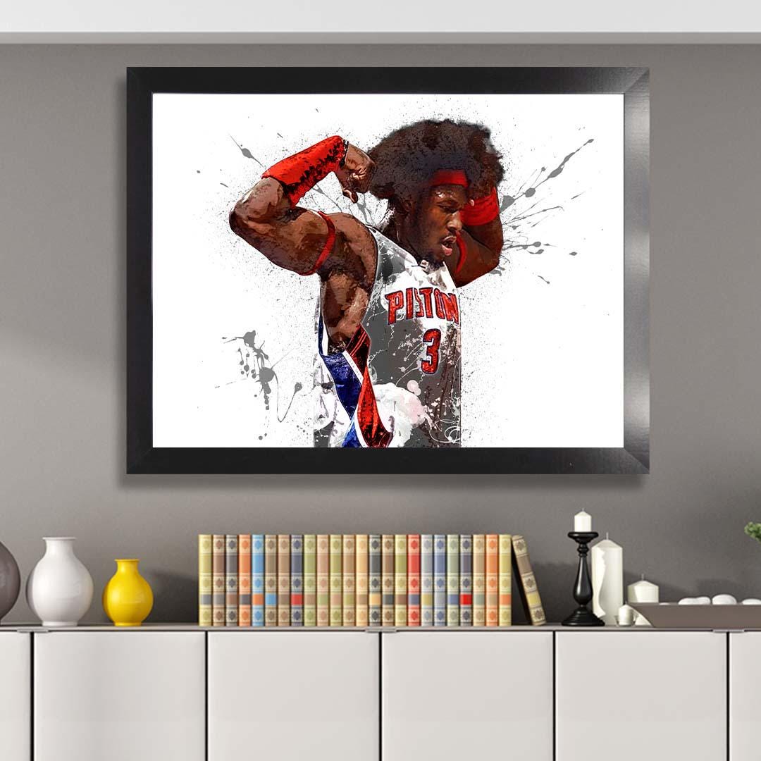 Ben Wallace Poster, Detroit Pistons, Gallery Canvas Wrap or Museum-Quality Poster, Fine Art, Man Cave, Kids room, Dorm Room