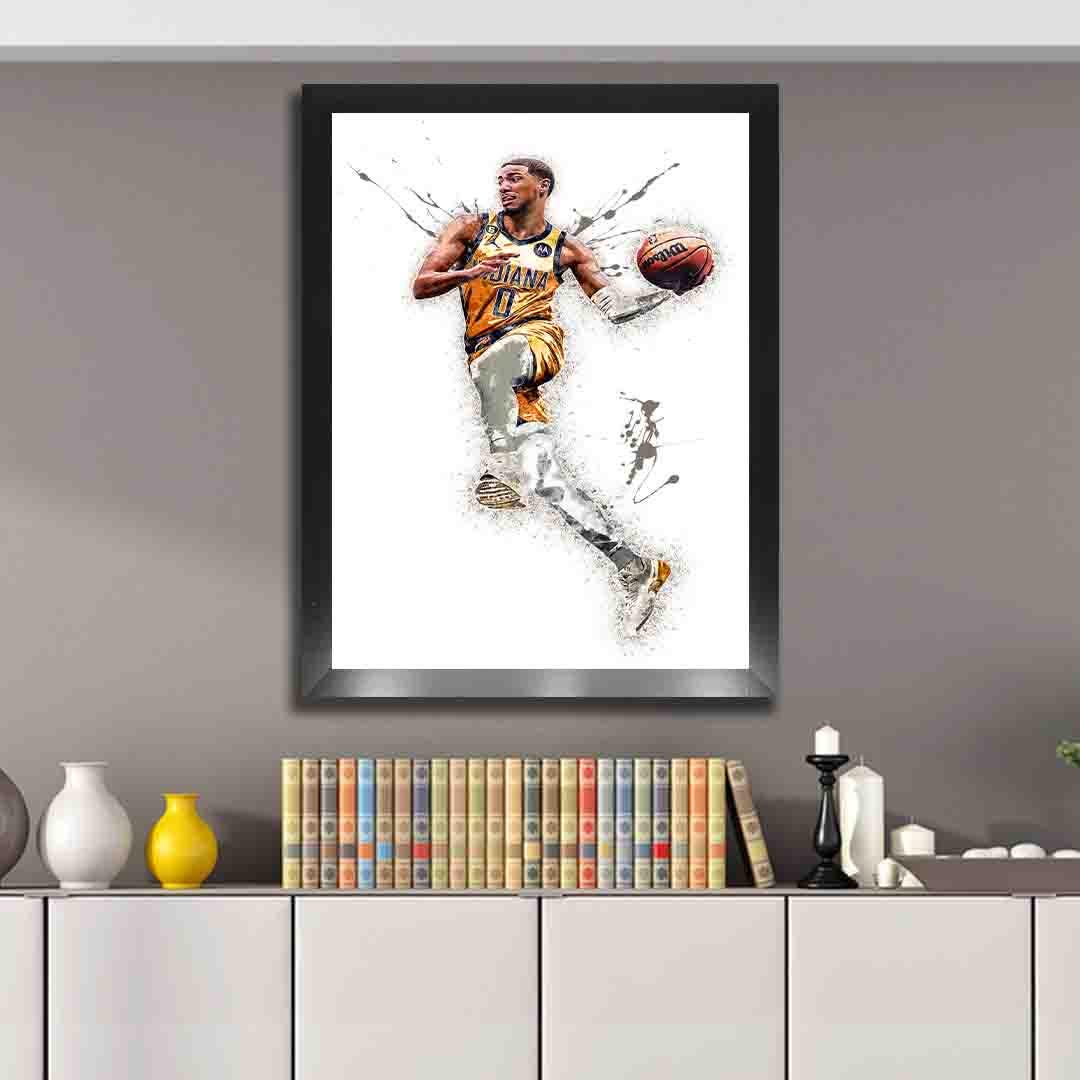 Tyrese Haliburton Poster, Indiana Pacers, Gallery Canvas Wrap or Museum-Quality Poster, Fine Art, Man Cave, Kids room, Dorm Room