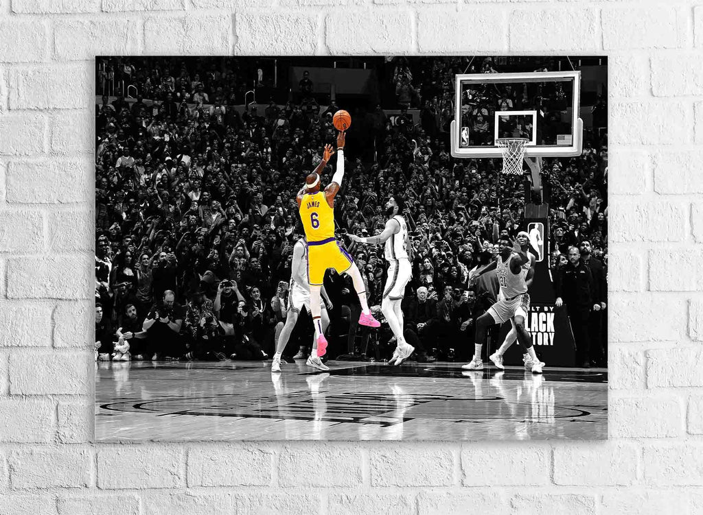 Lebron James, "Record Breaking Shot", Gallery Canvas Wrap or Museum-Quality Poster, Fine Art, Man Cave, Kids room, Dorm Room