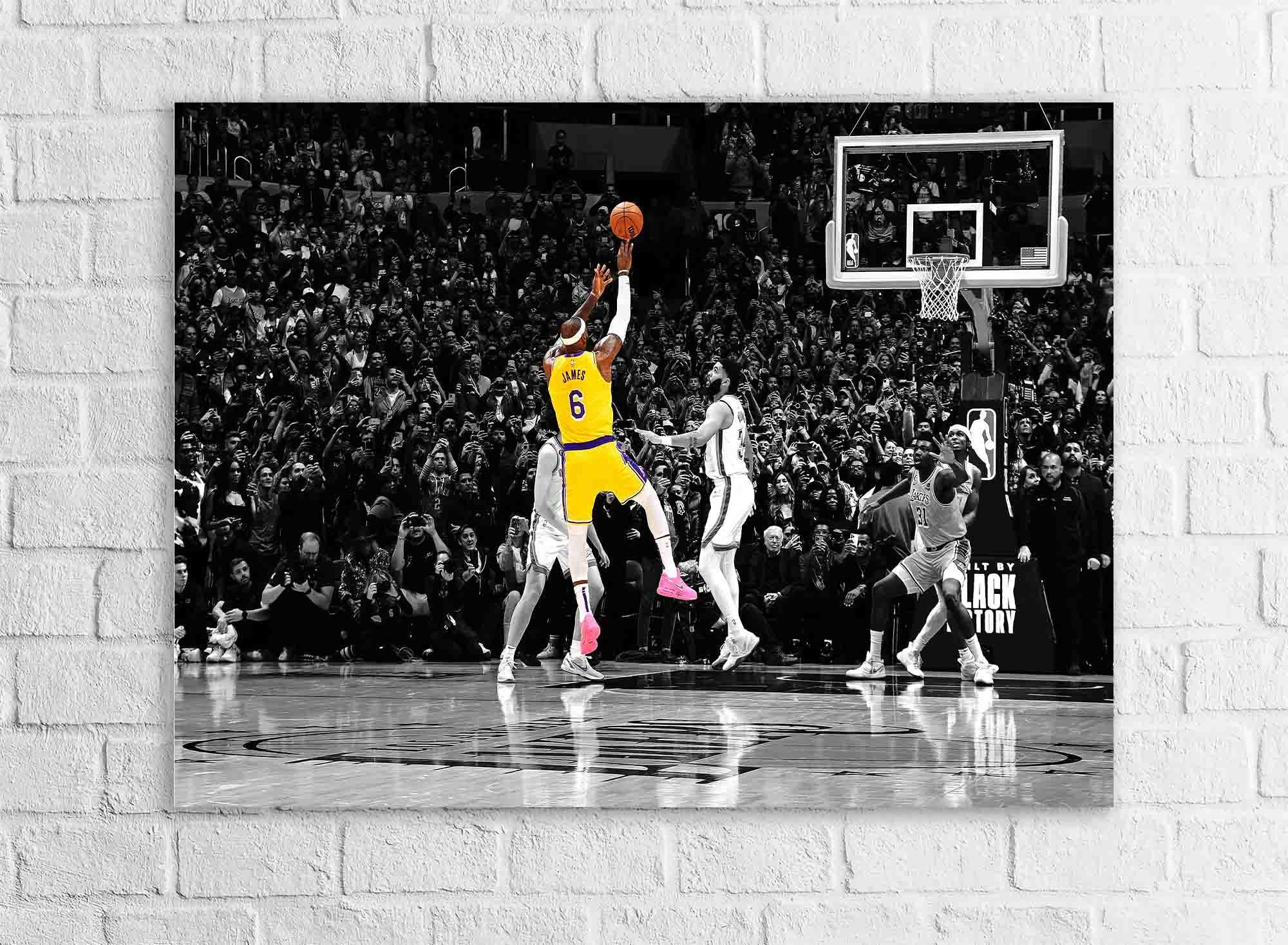 Lebron James, "Record Breaking Shot", Gallery Canvas Wrap or Museum-Quality Poster, Fine Art, Man Cave, Kids room, Dorm Room