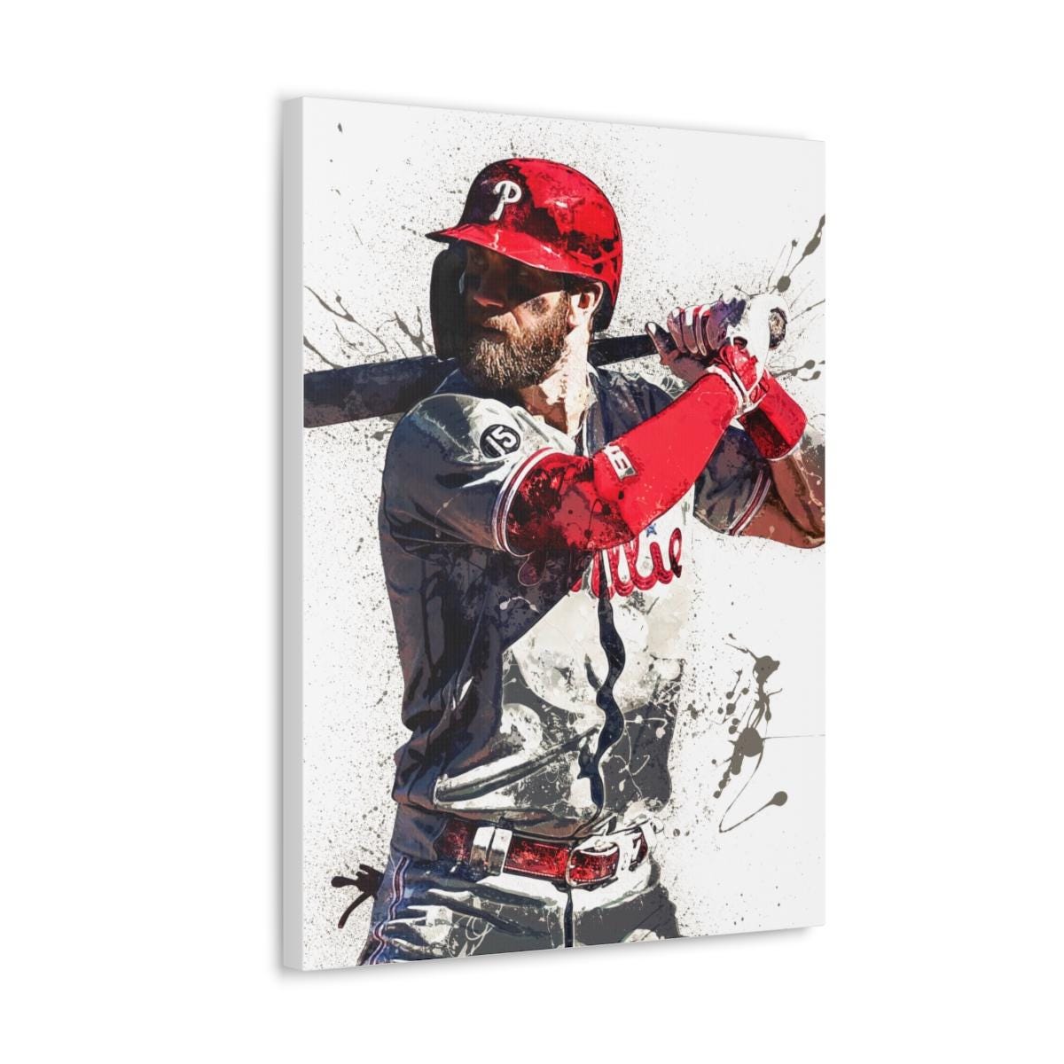 Bryce Harper Poster, Philadelphia Phillies, Gallery Canvas Wrap or Museum-Quality Poster Print, Fine Art, Man Cave, Office or Kids Room
