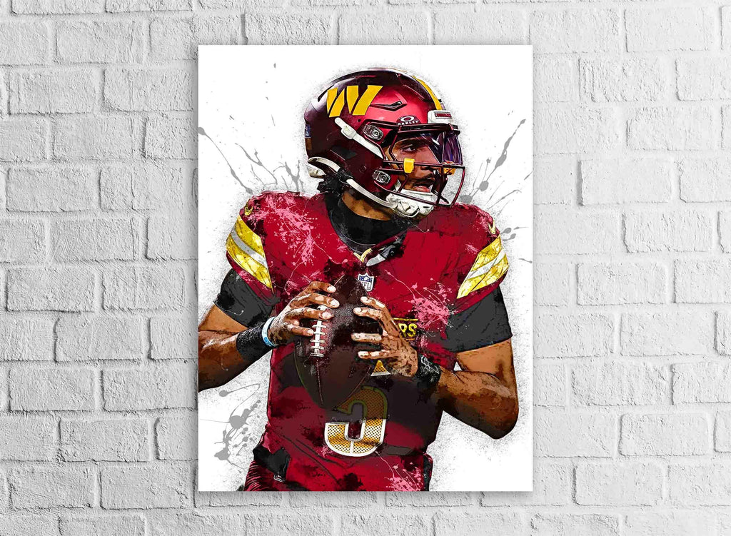 Jayden Daniels Poster, Washington Commanders, Gallery Canvas Wrap or Premium Poster, Fine Art, Man Cave, Kids room, Office