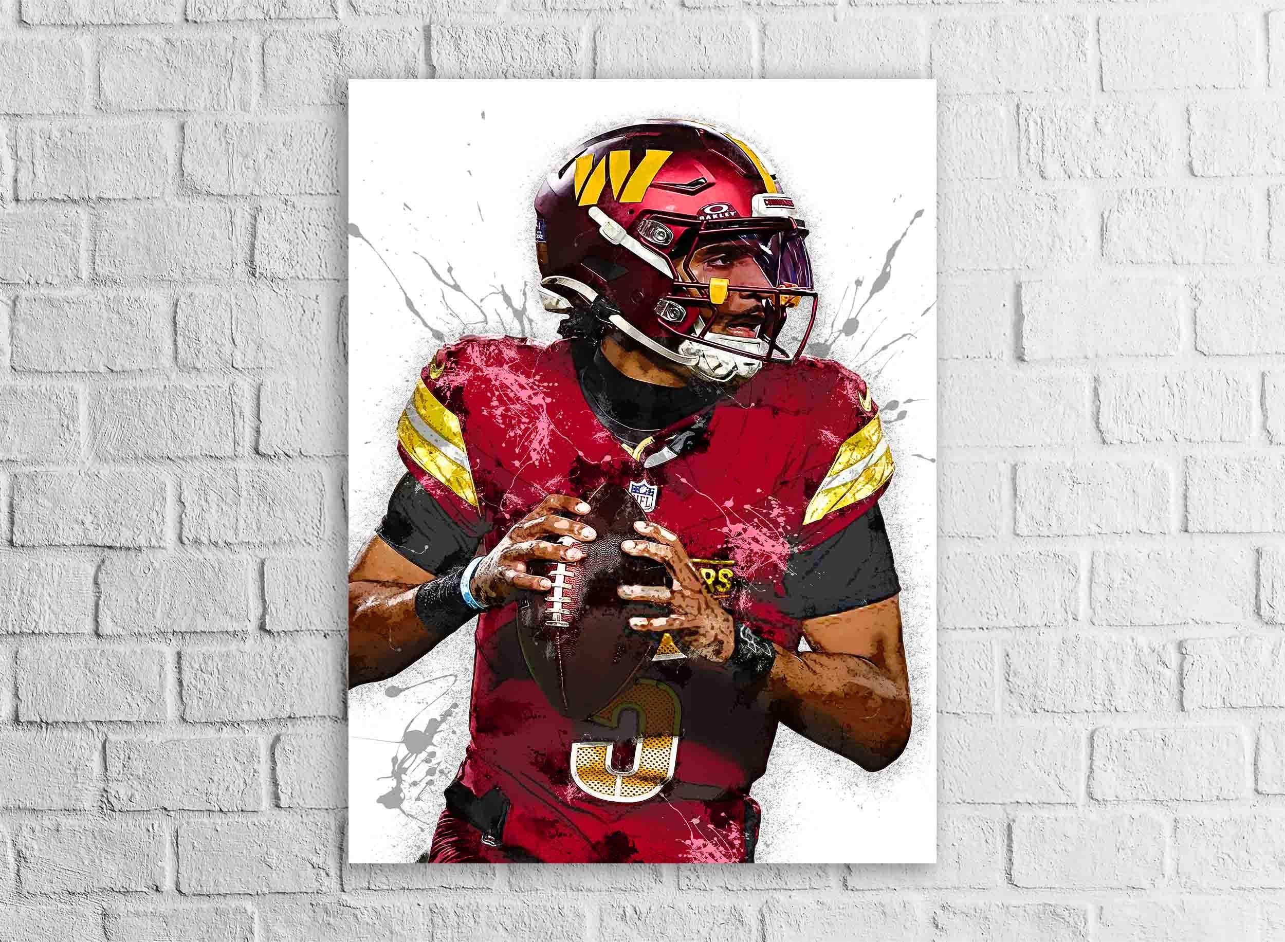 Jayden Daniels Poster, Washington Commanders, Gallery Canvas Wrap or Premium Poster, Fine Art, Man Cave, Kids room, Office