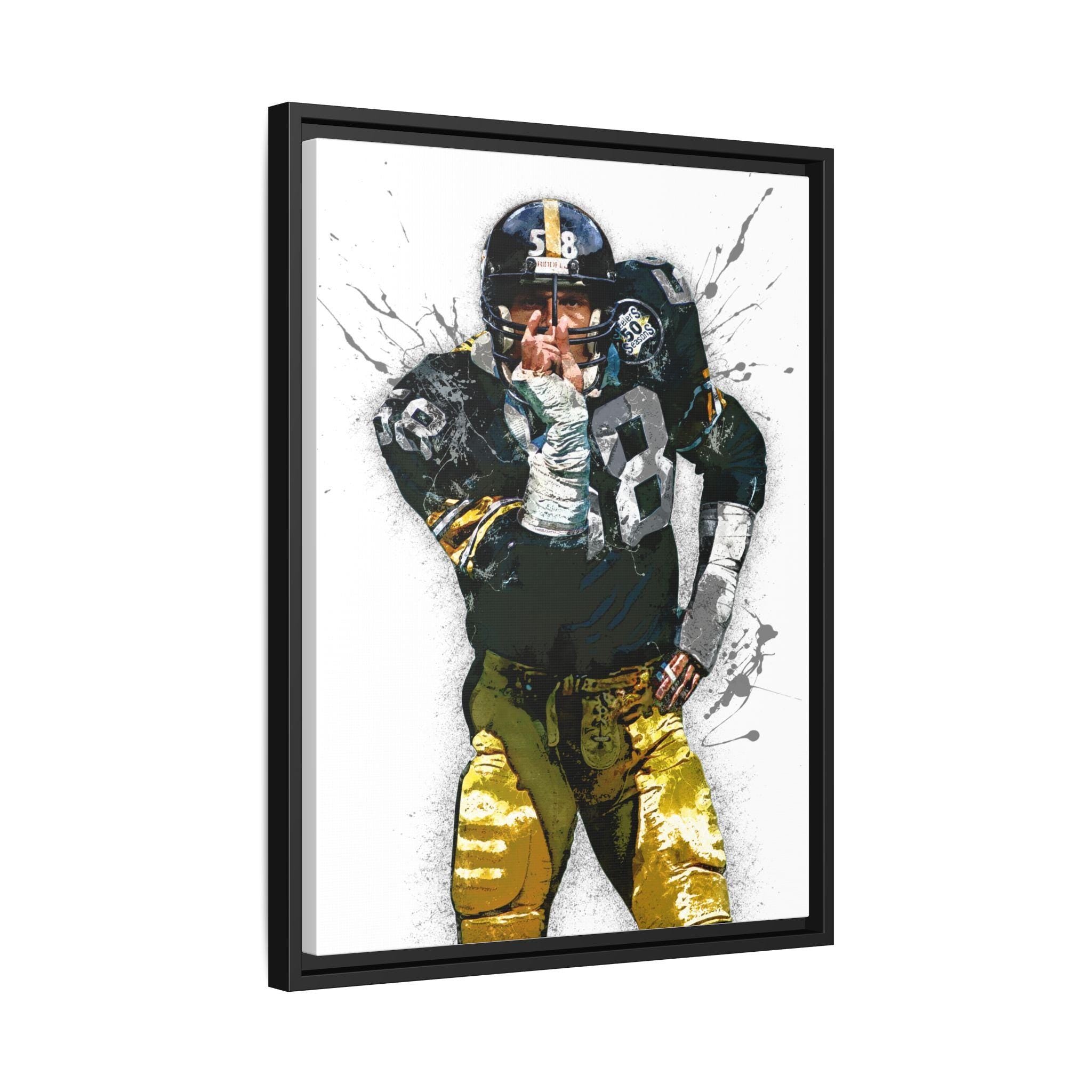 Jack Lambert Poster, Pittsburgh Steelers, Gallery Canvas Wrap or Museum-Quality Poster, Man Cave, Kids room, Dorm, Office
