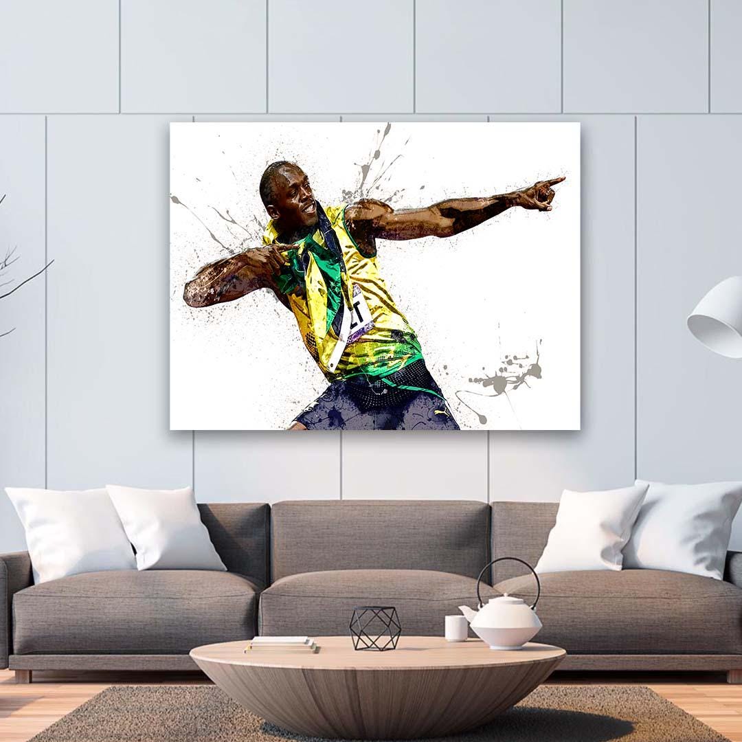 Usain Bolt, Gallery Canvas Wrap or Museum-Quality Poster, Wall Decor, Man Cave, Kids room, Office