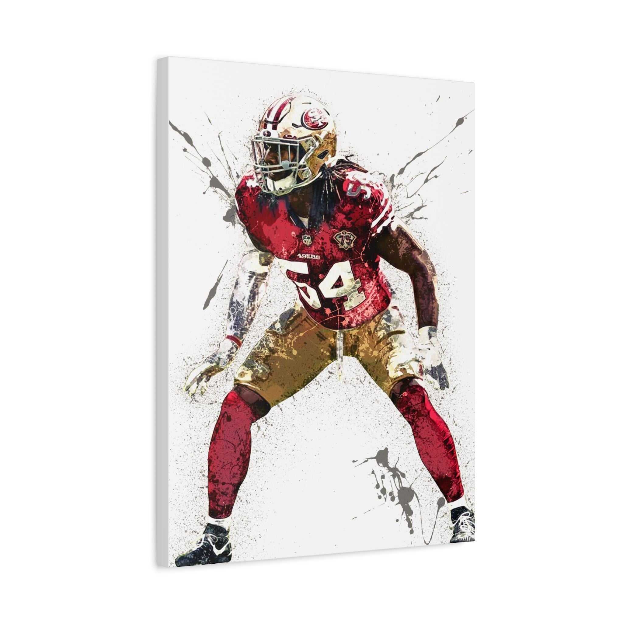 Fred Warner, San Francisco 49ers, Gallery Canvas Wrap or Museum-Quality Poster, Fine Art, Wall Decor for Man Cave, Kids room, Dorm