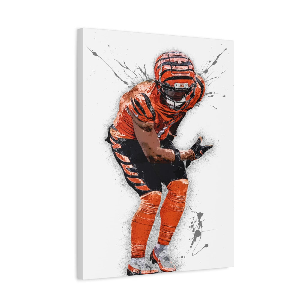 Ja'Marr Chase Poster, Celebrate, Cincinnati Bengals, Canvas Wrap or Museum-Quality Poster, Fine Art, Man Cave, Kids room, Office
