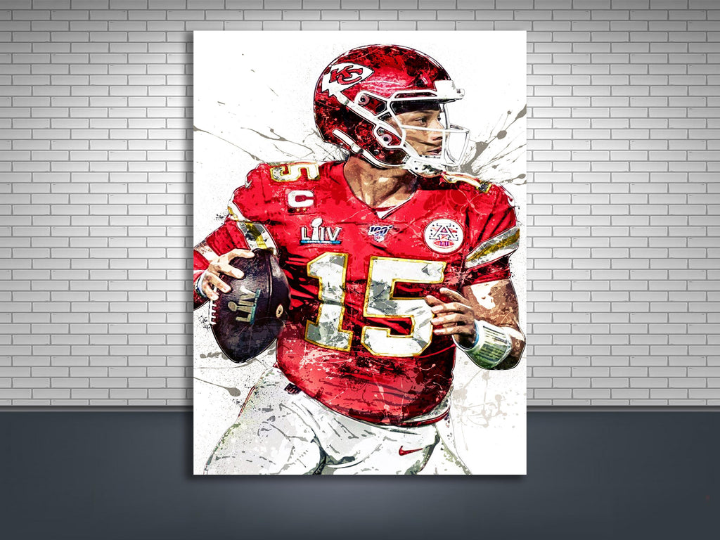 Patrick Mahomes Poster, Kansas City Chiefs, Gallery Canvas Wrap or Museum-Quality Poster, Fine Art, Man Cave, Kids room