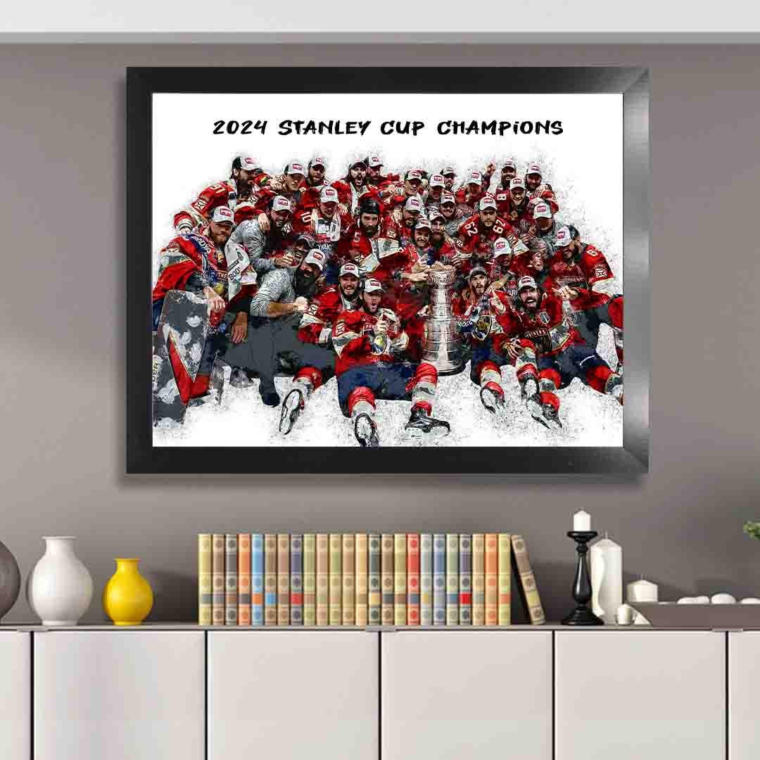Florida Panthers 2024 Stanley Cup Champions Art Print: Man Cave Decor
