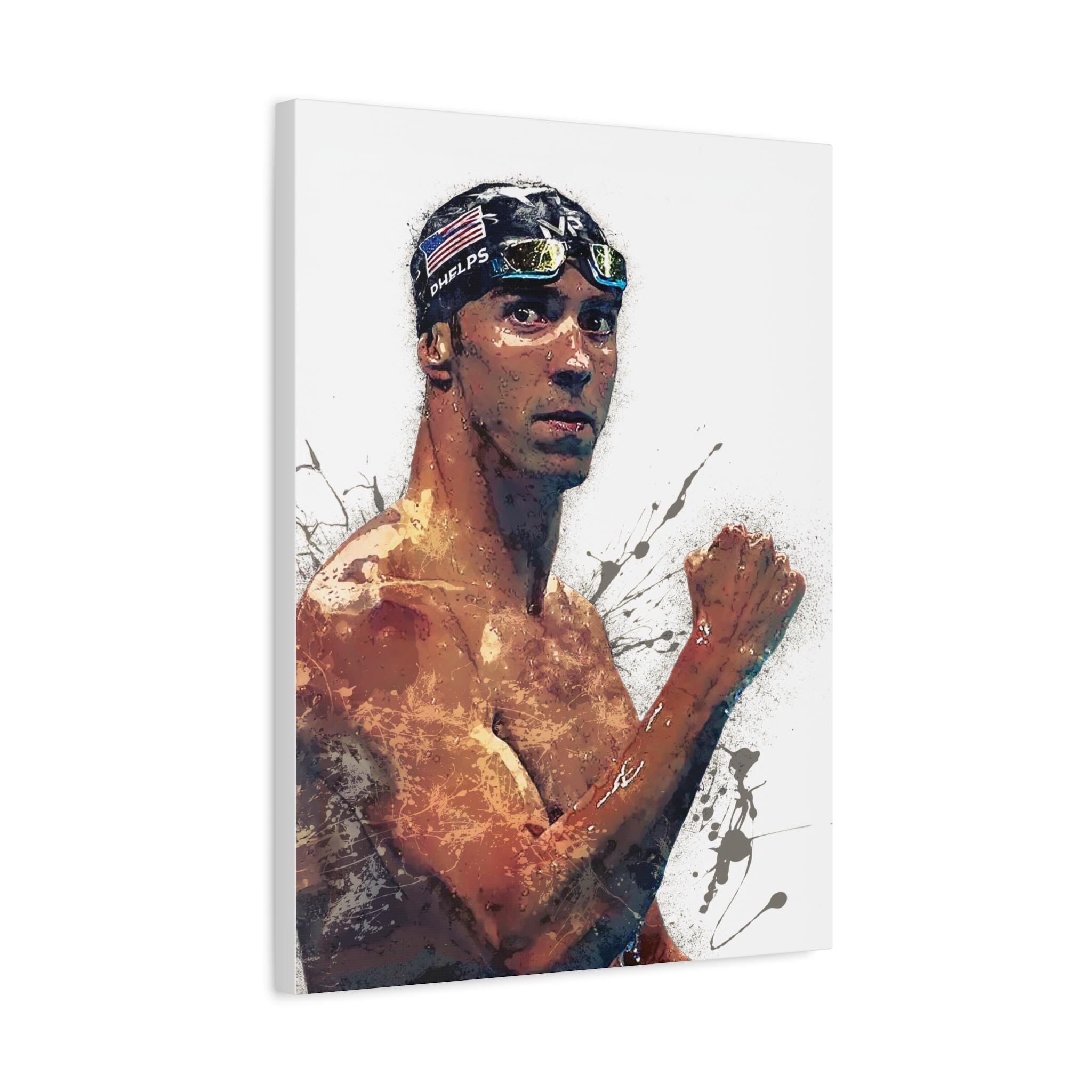 Michael Phelps Poster, Gallery Canvas Wrap, Fine Art Quality, Man Cave, Kids room, Office