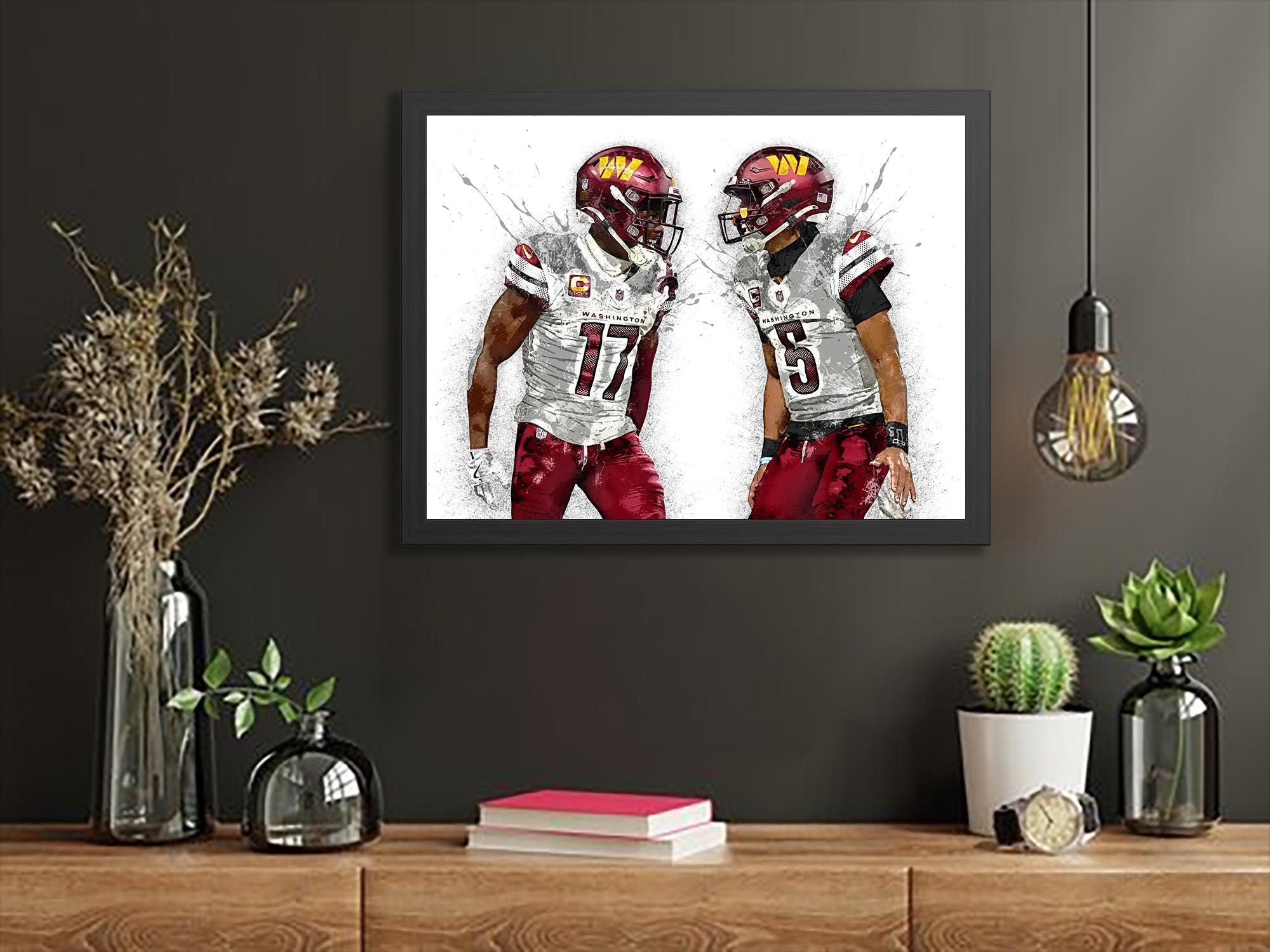 Jayden Daniels, Terry McLaurin, Washington Commanders, Gallery Canvas Wrap or Premium Poster, Fine Art, Man Cave, Kids room, Office