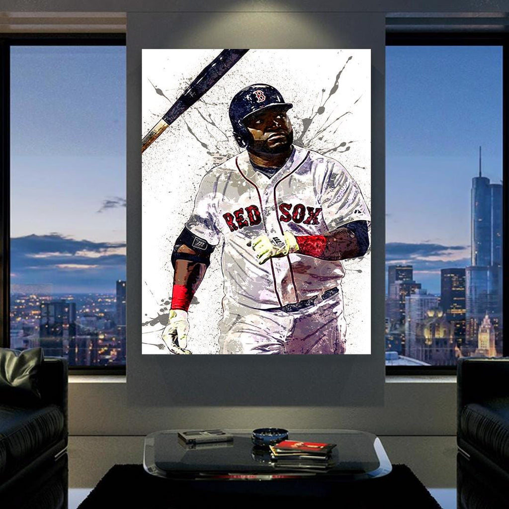 David Ortiz Poster, Boston Red Sox, Gallery Canvas Wrap, Fine Art, Wall Decor for Man Cave, Kids room, Dorm Room
