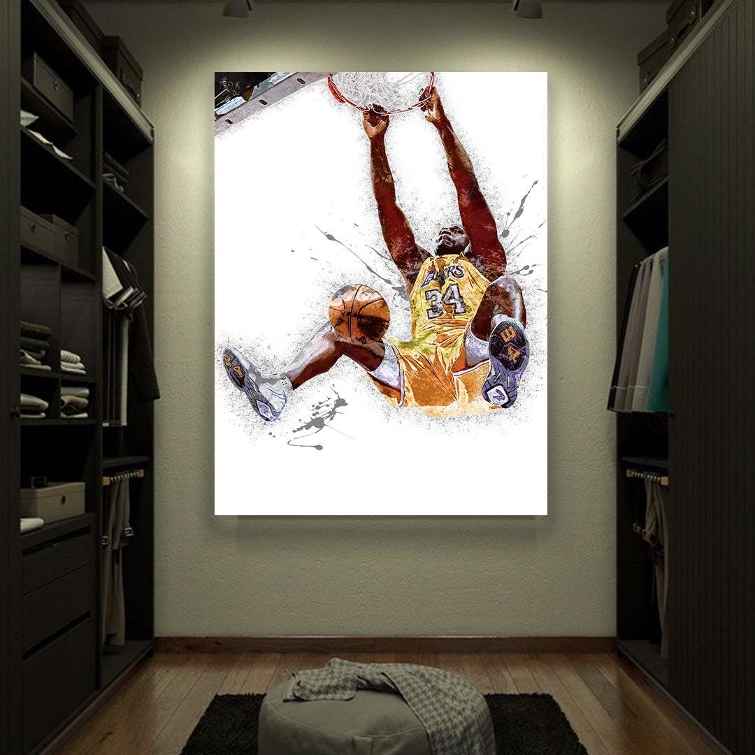 Shaq Dunk Art Poster: Los Angeles Lakers Gallery Canvas
