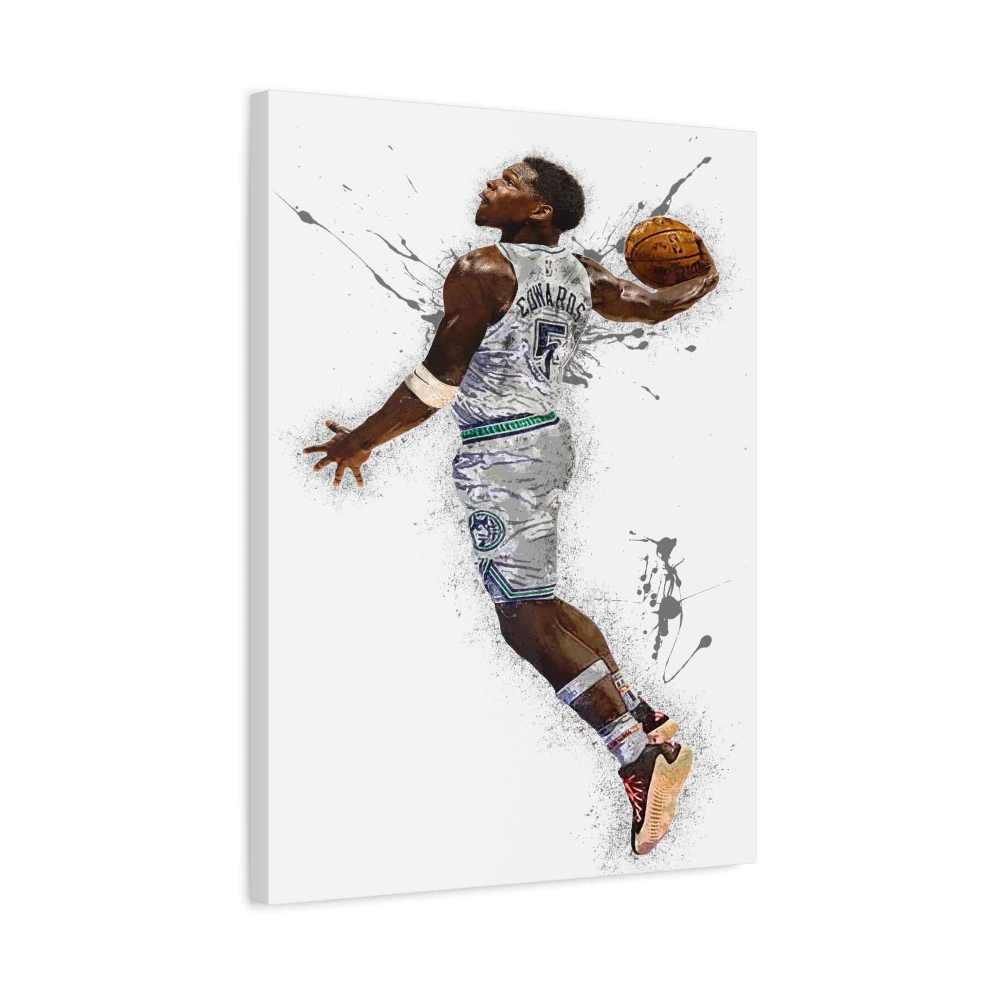 Anthony Edwards, Dunk, Minnesota Timberwolves, Gallery Canvas Wrap or Museum-Quality Poster, Fine Art, Man Cave, Kids room, Dorm Room