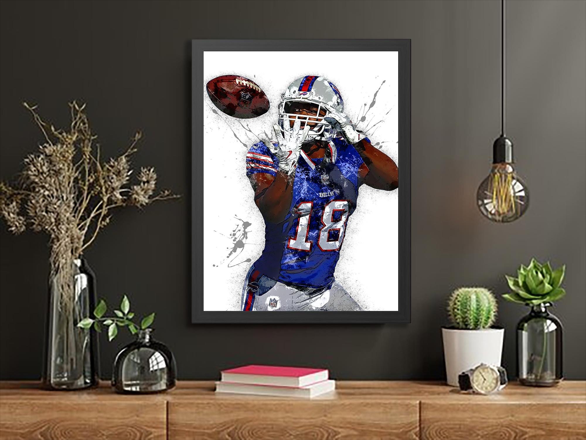 Amari Cooper Poster, Buffalo Bills, Gallery Canvas Wrap or Museum-Quality Poster, Fine Art, Wall Decor, Man Cave, Kids room