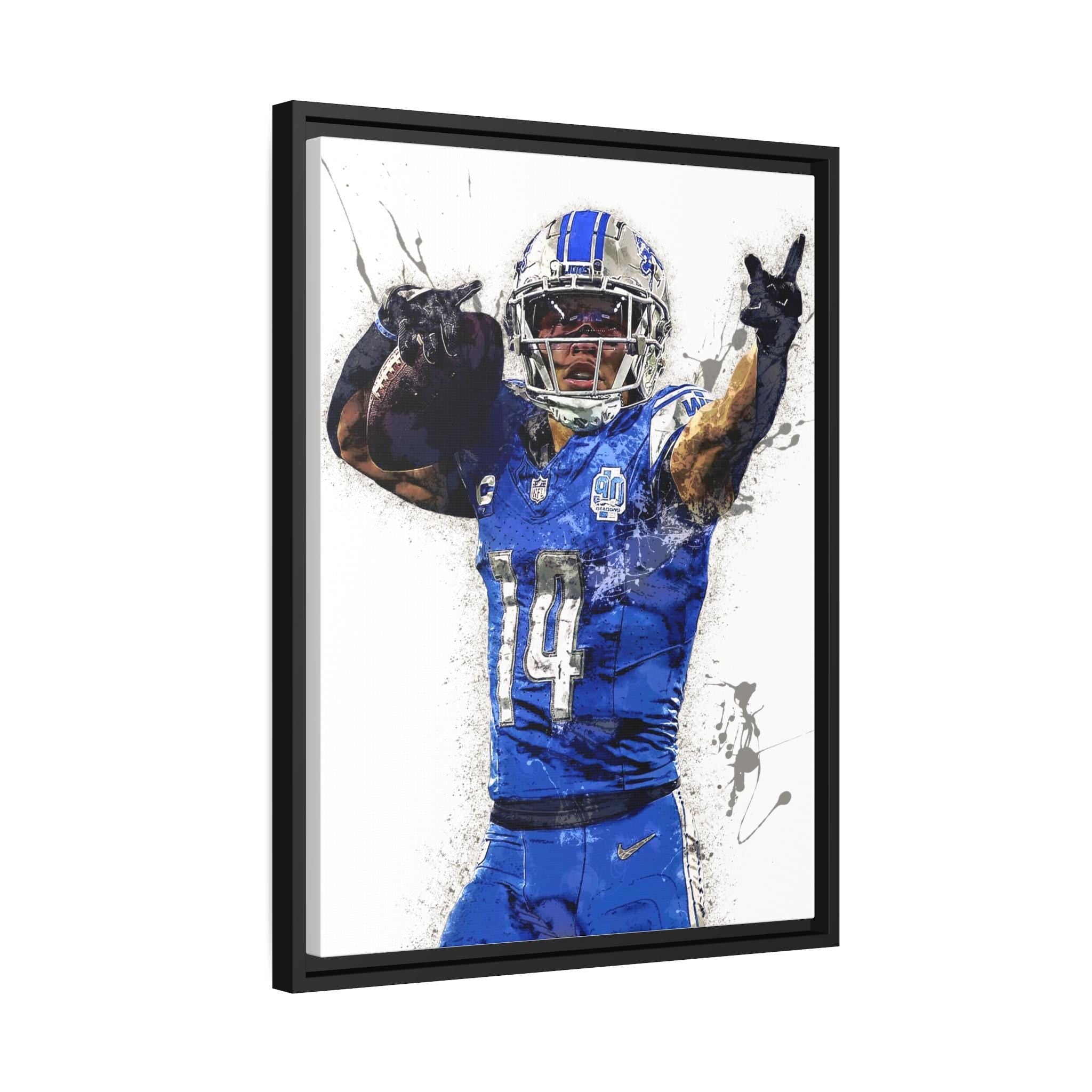 Amon Ra St Brown, Detroit Lions, Gallery Canvas Wrap or Museum-Quality Poster, Fine Art, Wall Decor for Man Cave, Kids room, Dorm Room