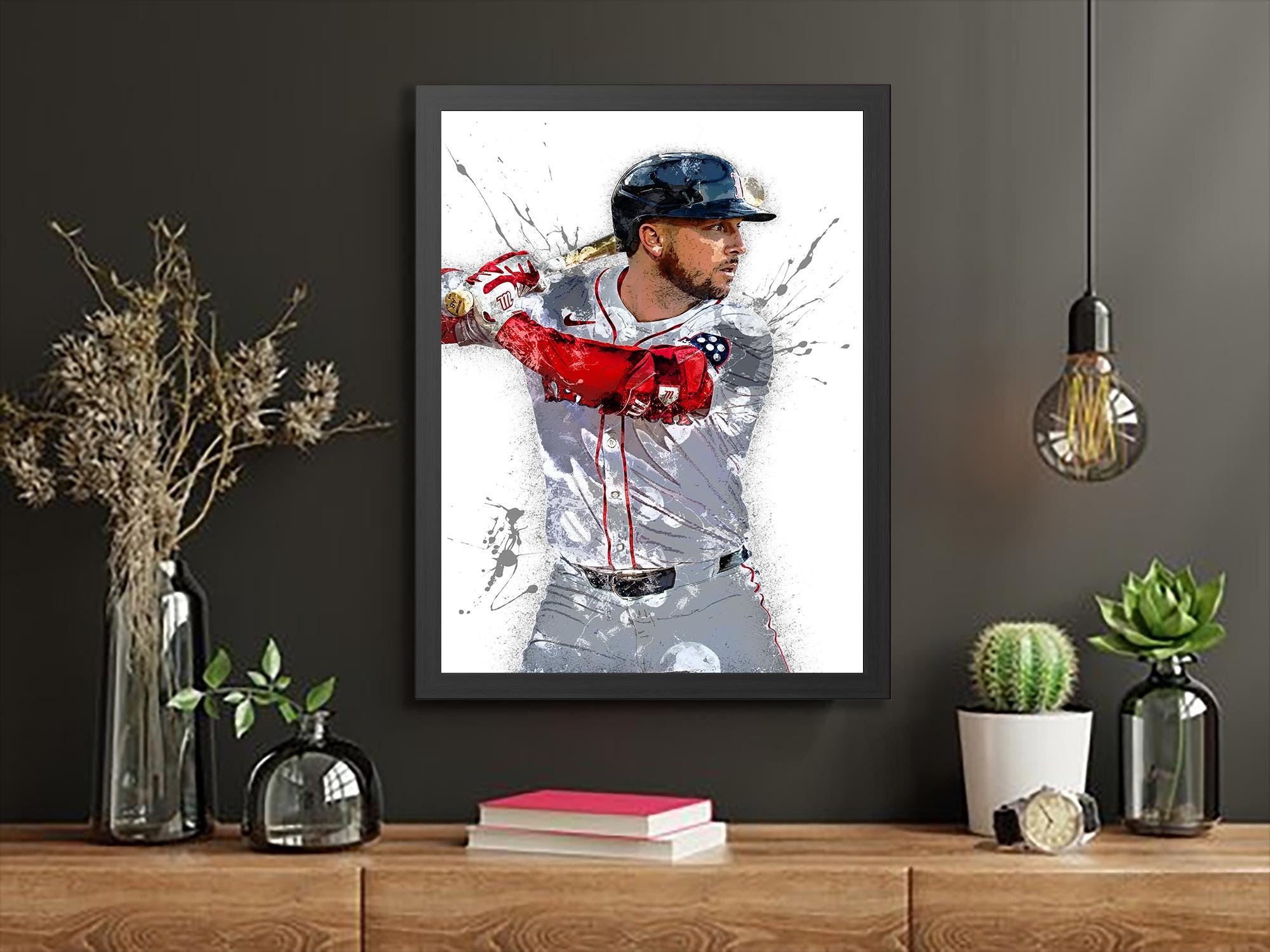 Alex Bregman Poster, Boston Red Sox, Gallery Canvas Wrap or Museum-Quality Poster Print, Fine Art, Man Cave, Office or Kids Room