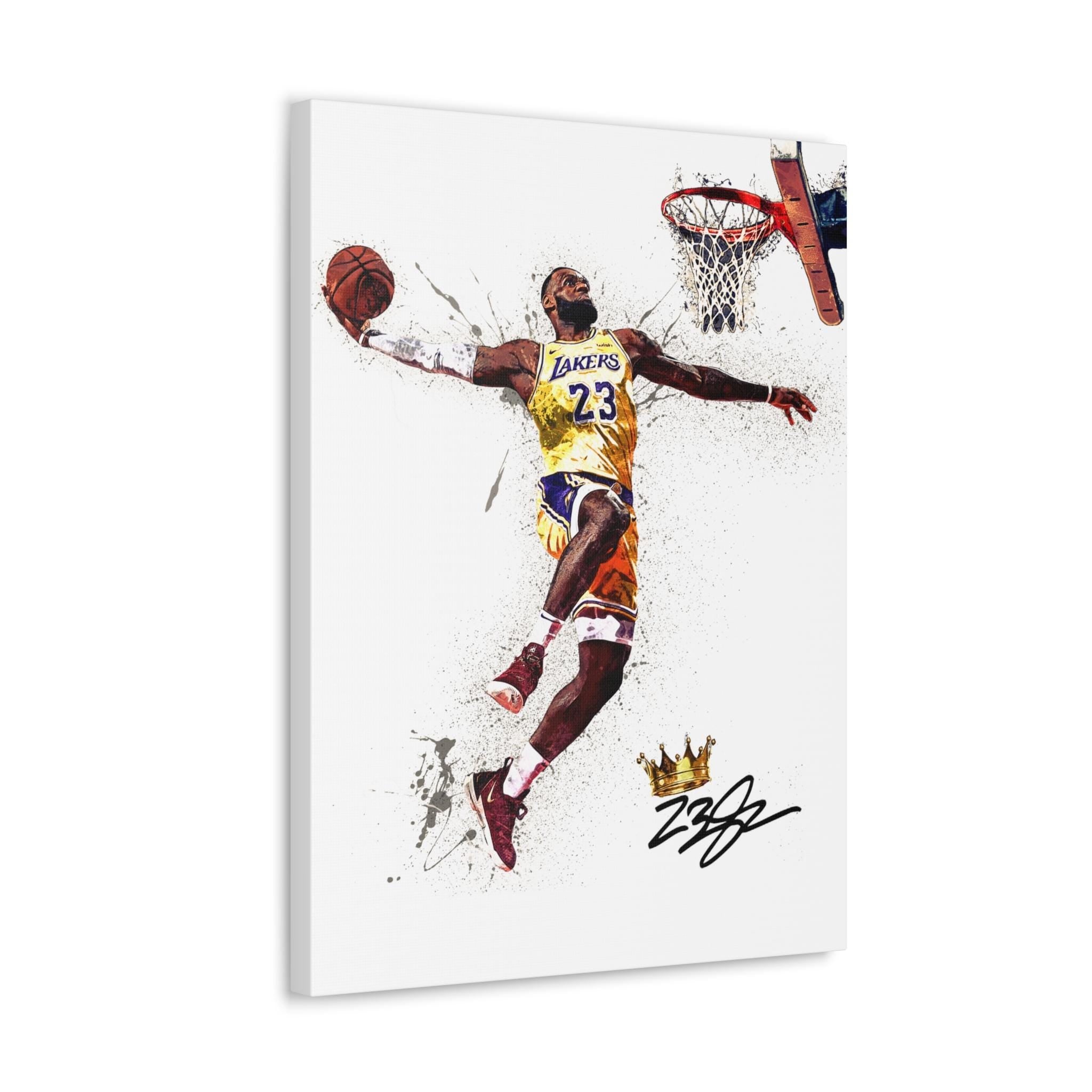Lebron James Dunk Poster, Los Angeles Lakers, Gallery Canvas Wrap or Museum-Quality Poster, Fine Art, Man Cave, Kids room, Dorm Room