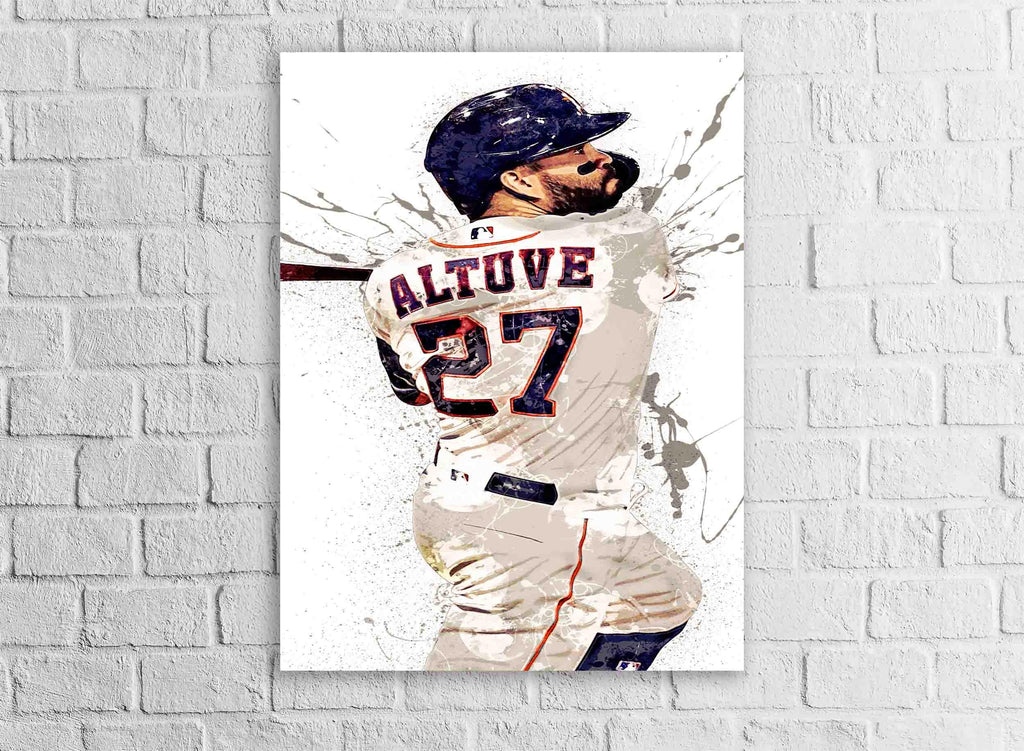 Jose Altuve Poster, Houston Astros, Gallery Canvas Wrap or Museum-Quality Poster Print, Fine Art, Man Cave, Office or Kids Room