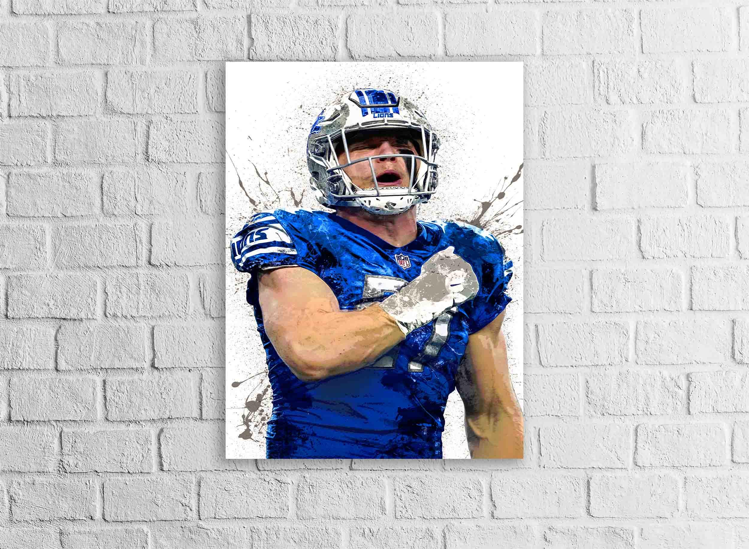 Aidan Hutchinson Poster, Detroit Lions, Gallery Canvas Wrap, Museum-Quality Poster, Wall Art, Man Cave, Kids room, Office