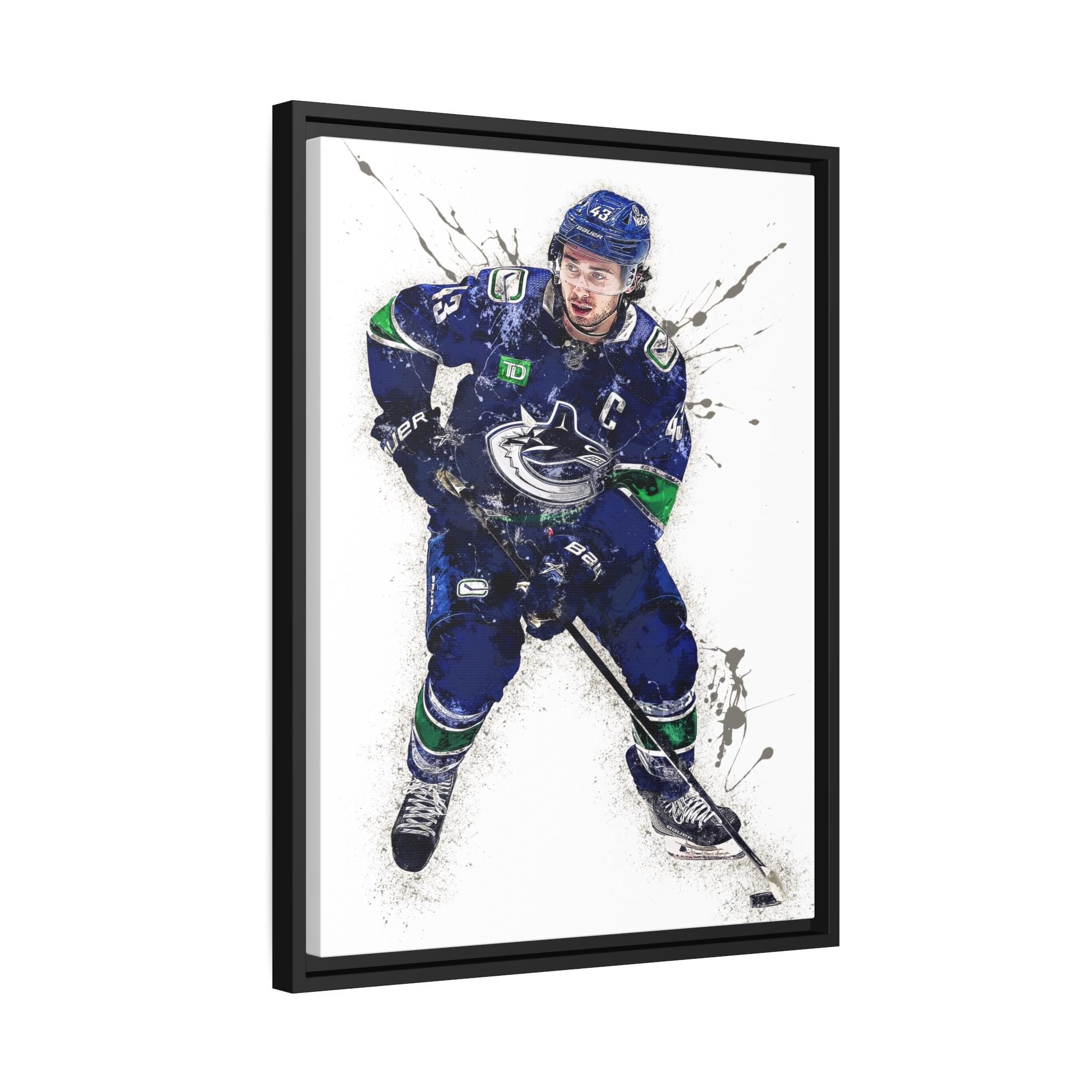 Quinn Hughes Poster, Vancouver Canucks, Gallery Canvas Wrap or Museum-Quality Poster Print, Wall Decor for Man Cave, Office or Kids Room