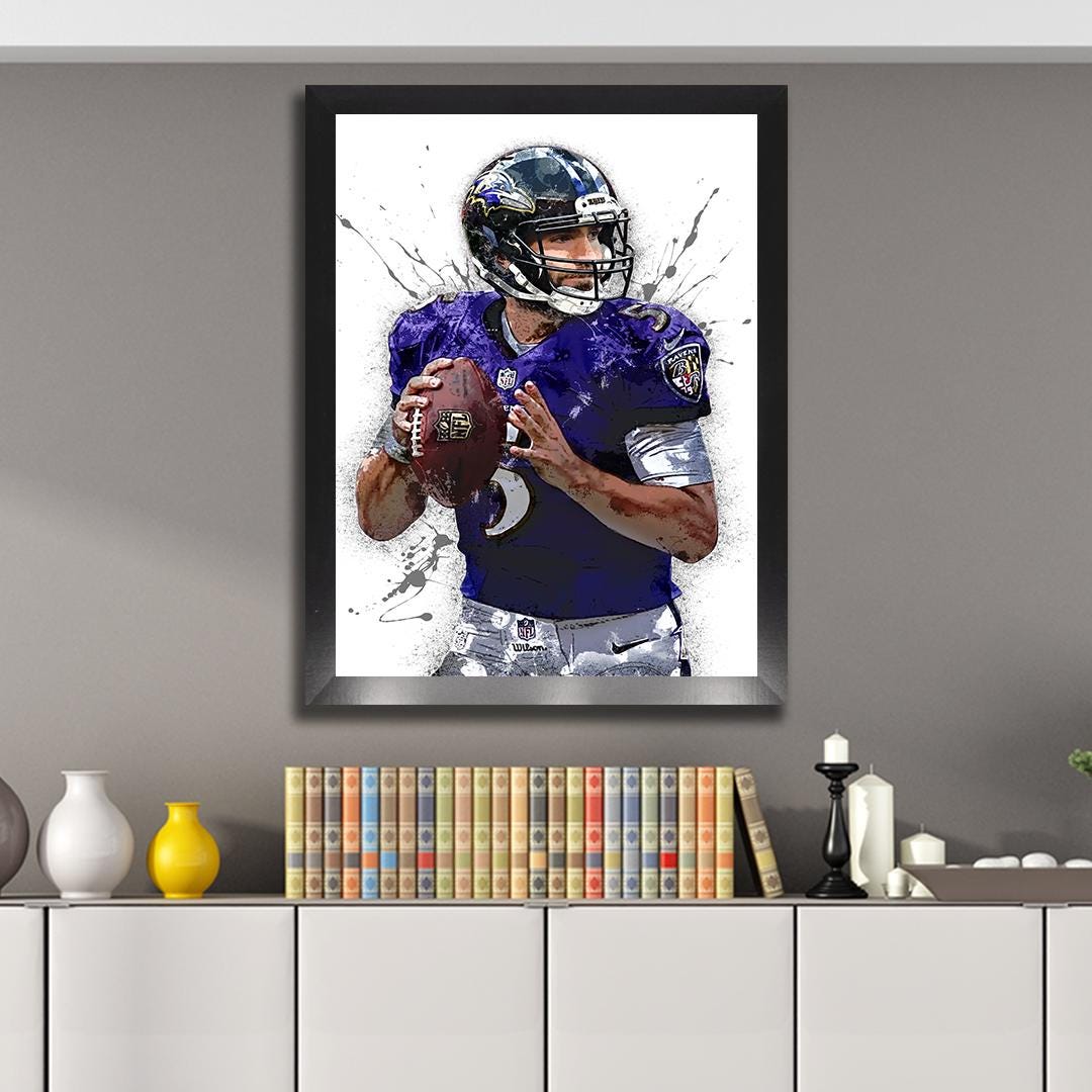 Joe Flacco Print, Baltimore Ravens, Gallery Canvas Wrap or Museum-Quality Poster, Fine Art, Wall Decor for Man Cave, Kids room