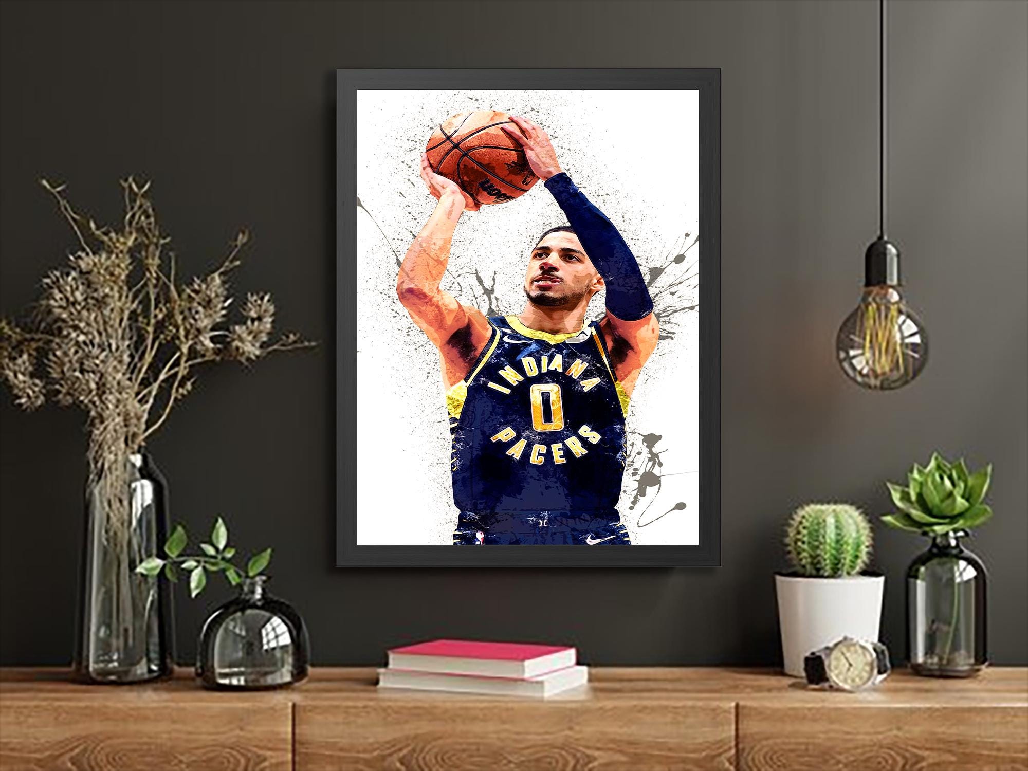 Tyrese Haliburton Poster, Indiana Pacers, Gallery Canvas Wrap or Museum-Quality Poster, Fine Art, Man Cave, Kids room, Dorm Room