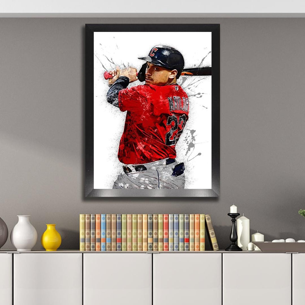 Josh Naylor Poster, Cleveland Guardians, Canvas Wrap or Museum-Quality Poster, Fine Art, Wall Decor for Man Cave, Kids room, Dorm Room