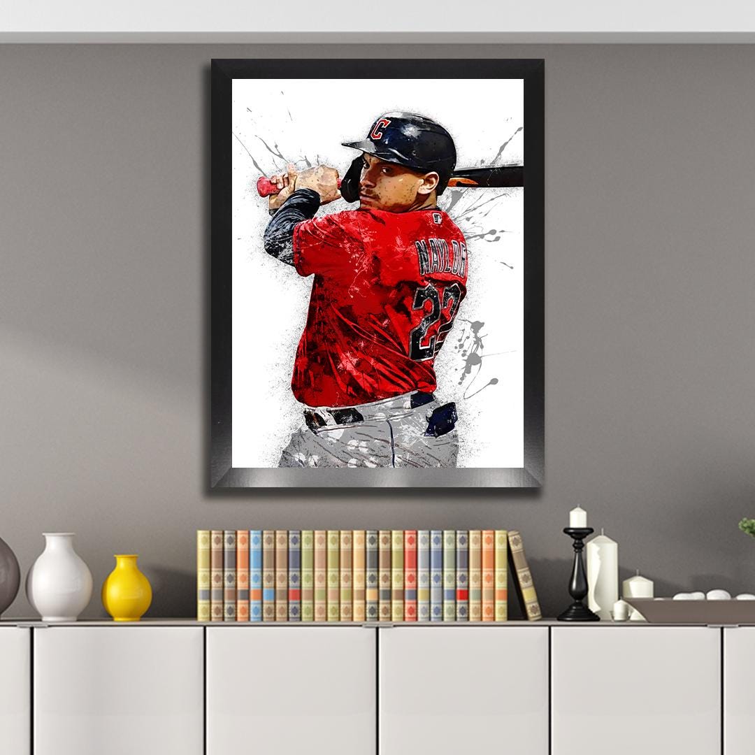 Josh Naylor Poster, Cleveland Guardians, Canvas Wrap or Museum-Quality Poster, Fine Art, Wall Decor for Man Cave, Kids room, Dorm Room