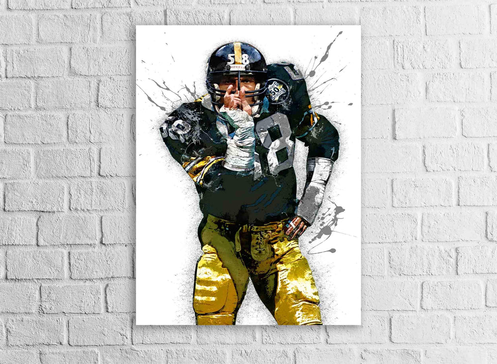 Jack Lambert Poster, Pittsburgh Steelers, Gallery Canvas Wrap or Museum-Quality Poster, Man Cave, Kids room, Dorm, Office