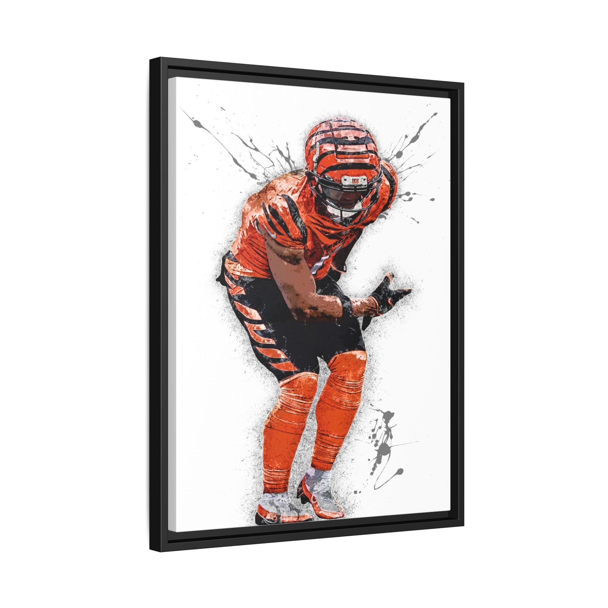 Ja'Marr Chase Poster, Celebrate, Cincinnati Bengals, Canvas Wrap or Museum-Quality Poster, Fine Art, Man Cave, Kids room, Office